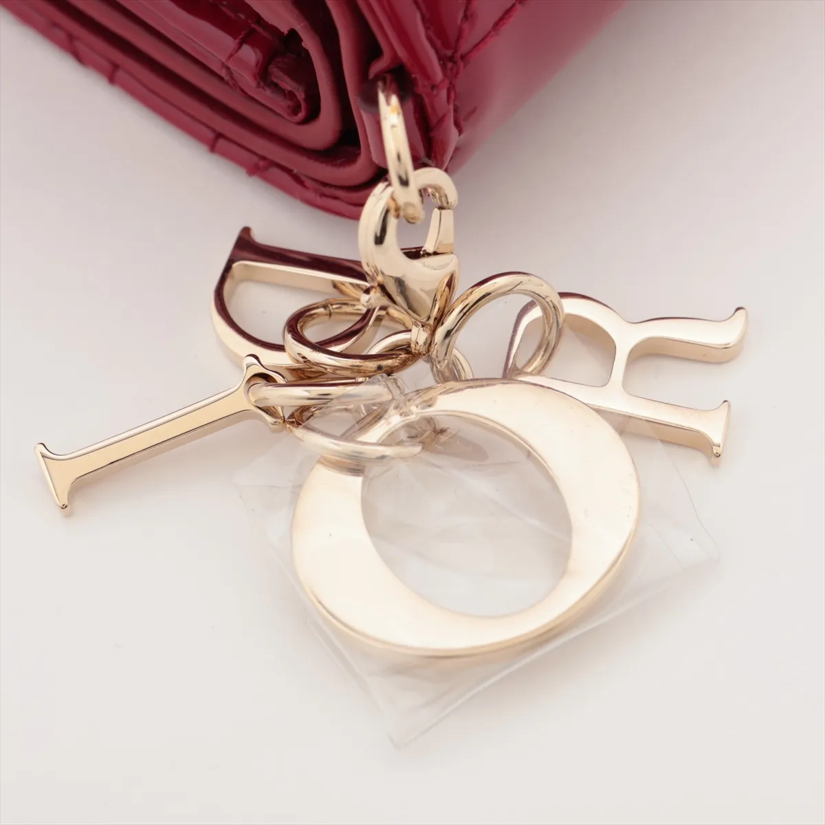 Lady Dior Lotus Wallet Patent Leather Compact Wallet Red — view 8