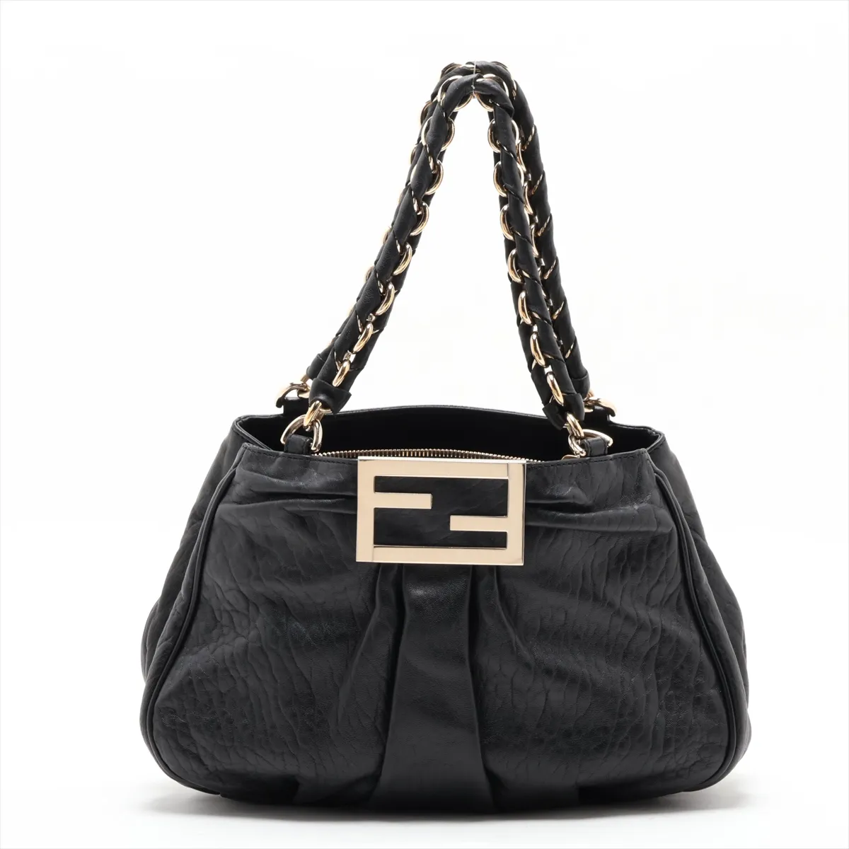 8BR615 Leather Shoulder Bag, Black