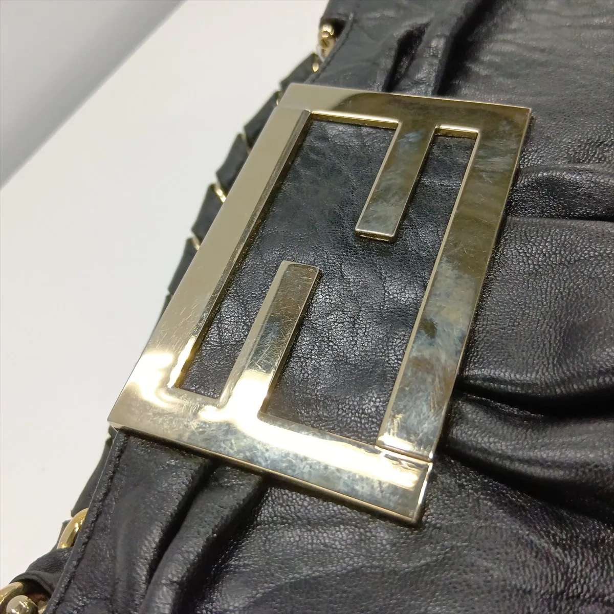 8BR615 Leather Shoulder Bag, Black — view 12