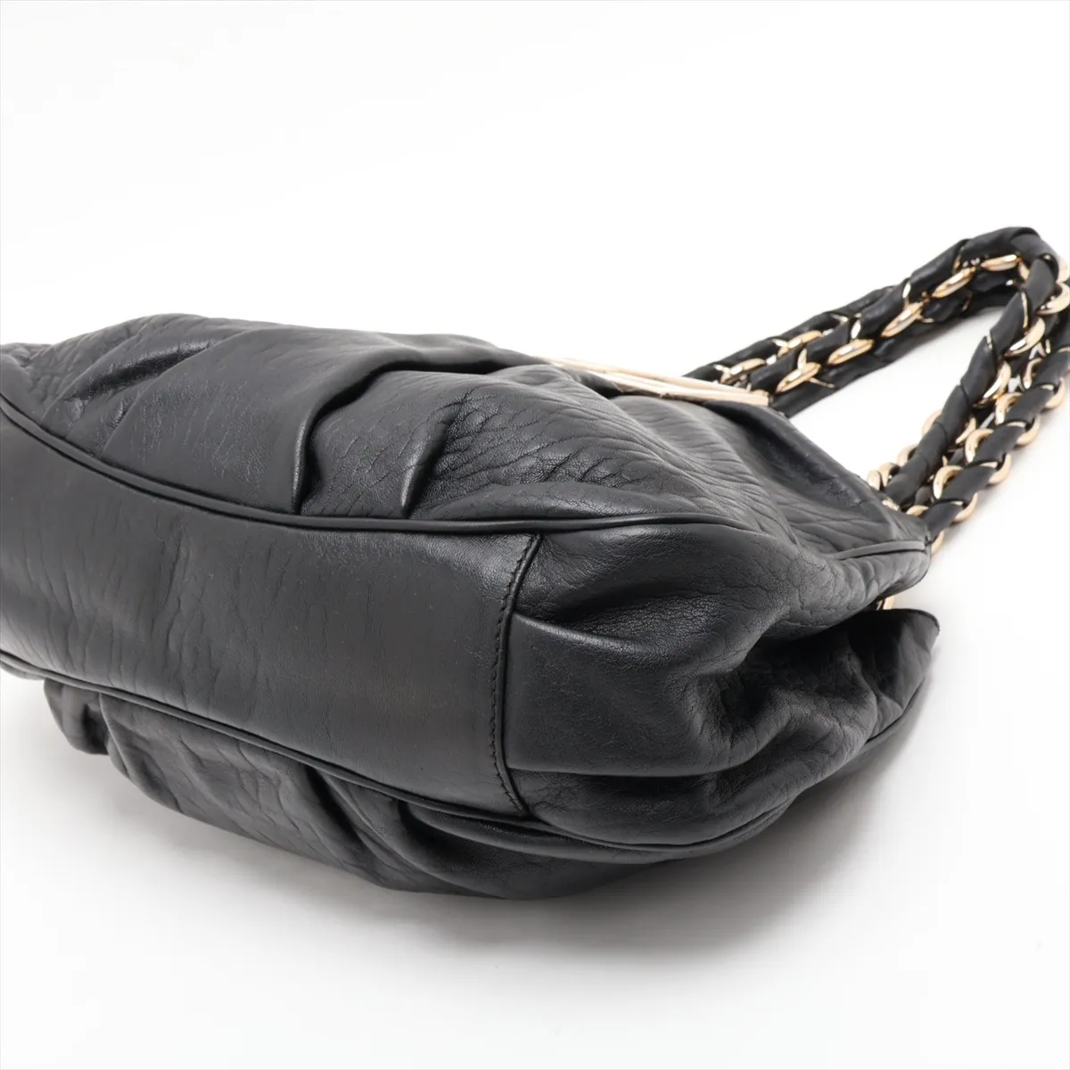 8BR615 Leather Shoulder Bag, Black — view 3