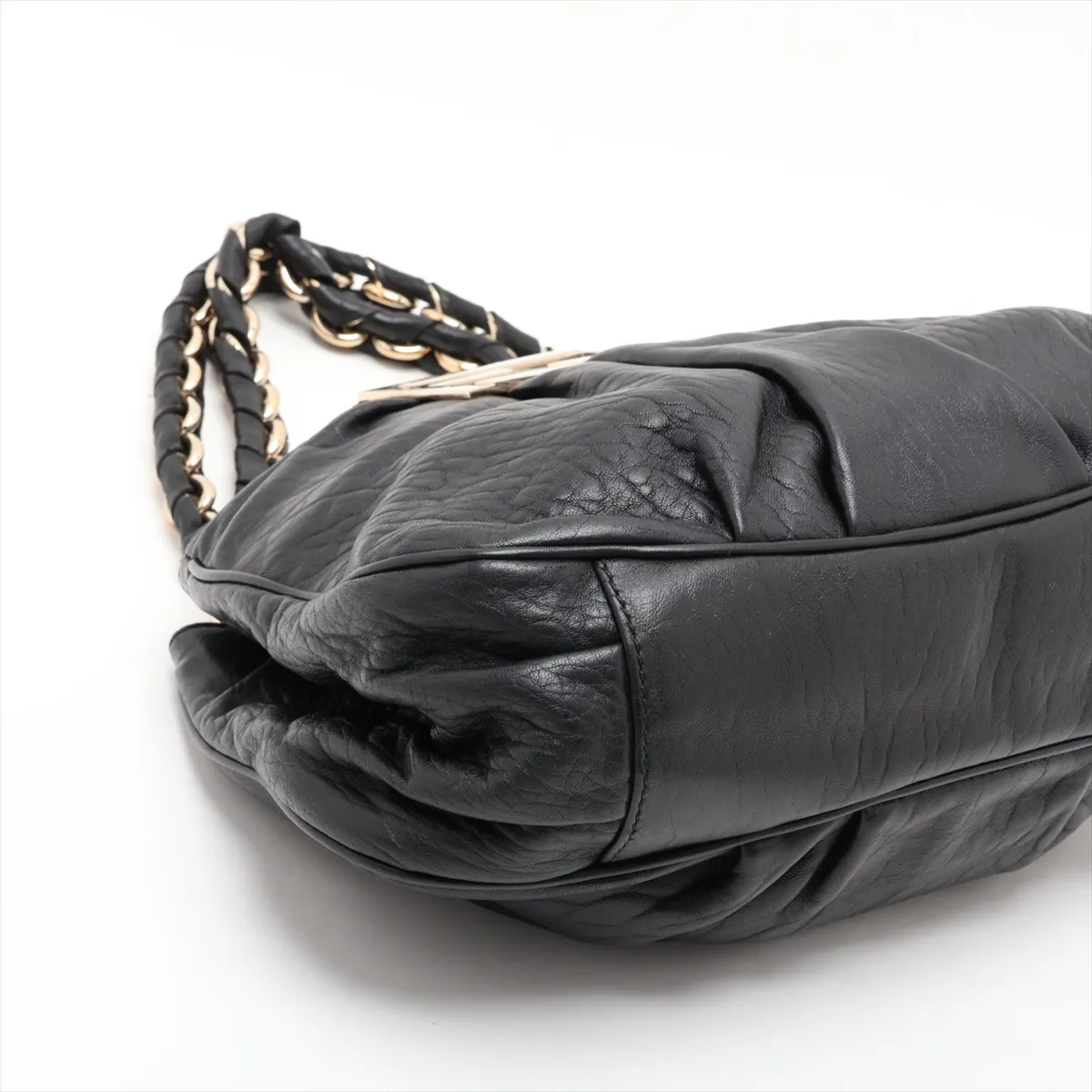 8BR615 Leather Shoulder Bag, Black — view 4