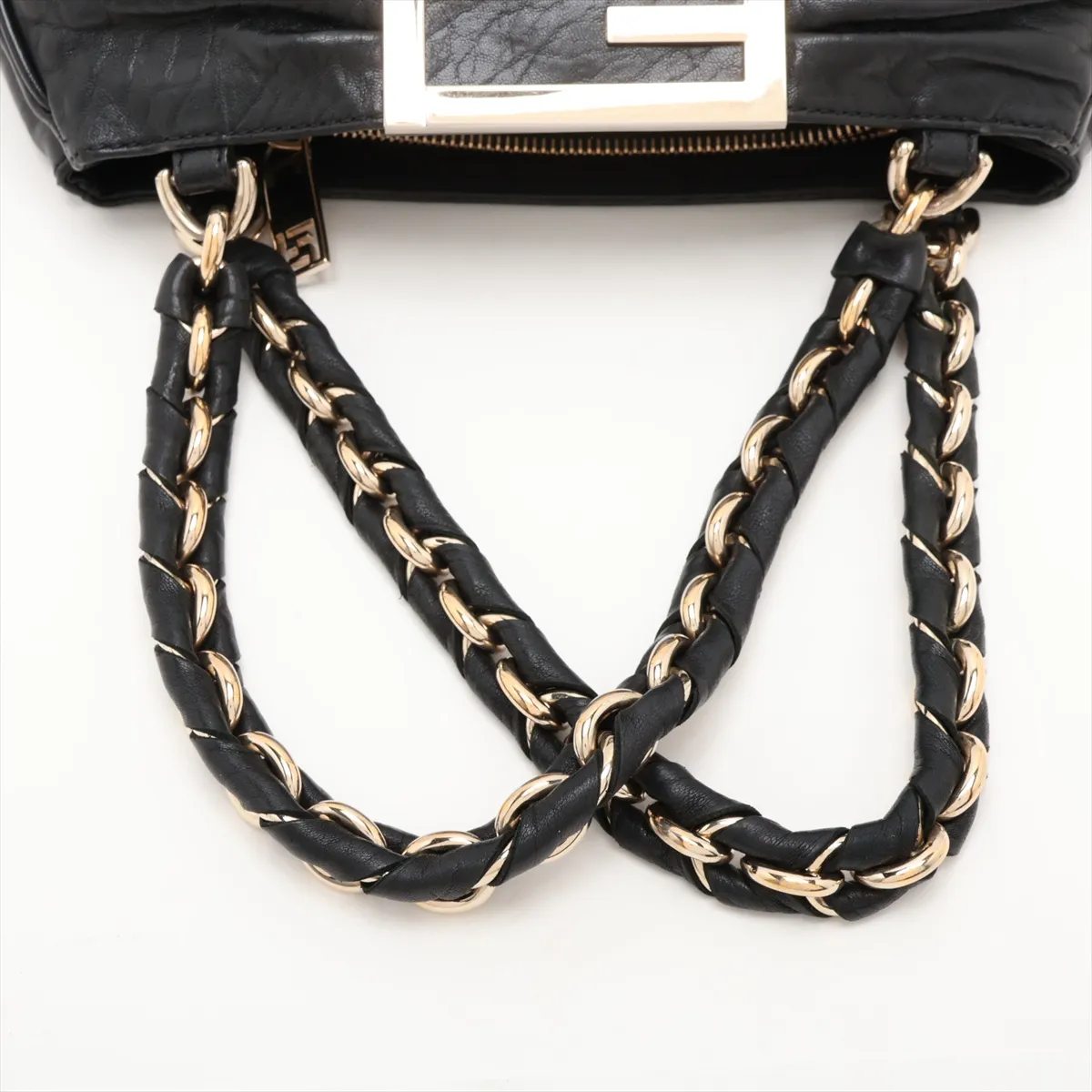 8BR615 Leather Shoulder Bag, Black — view 5