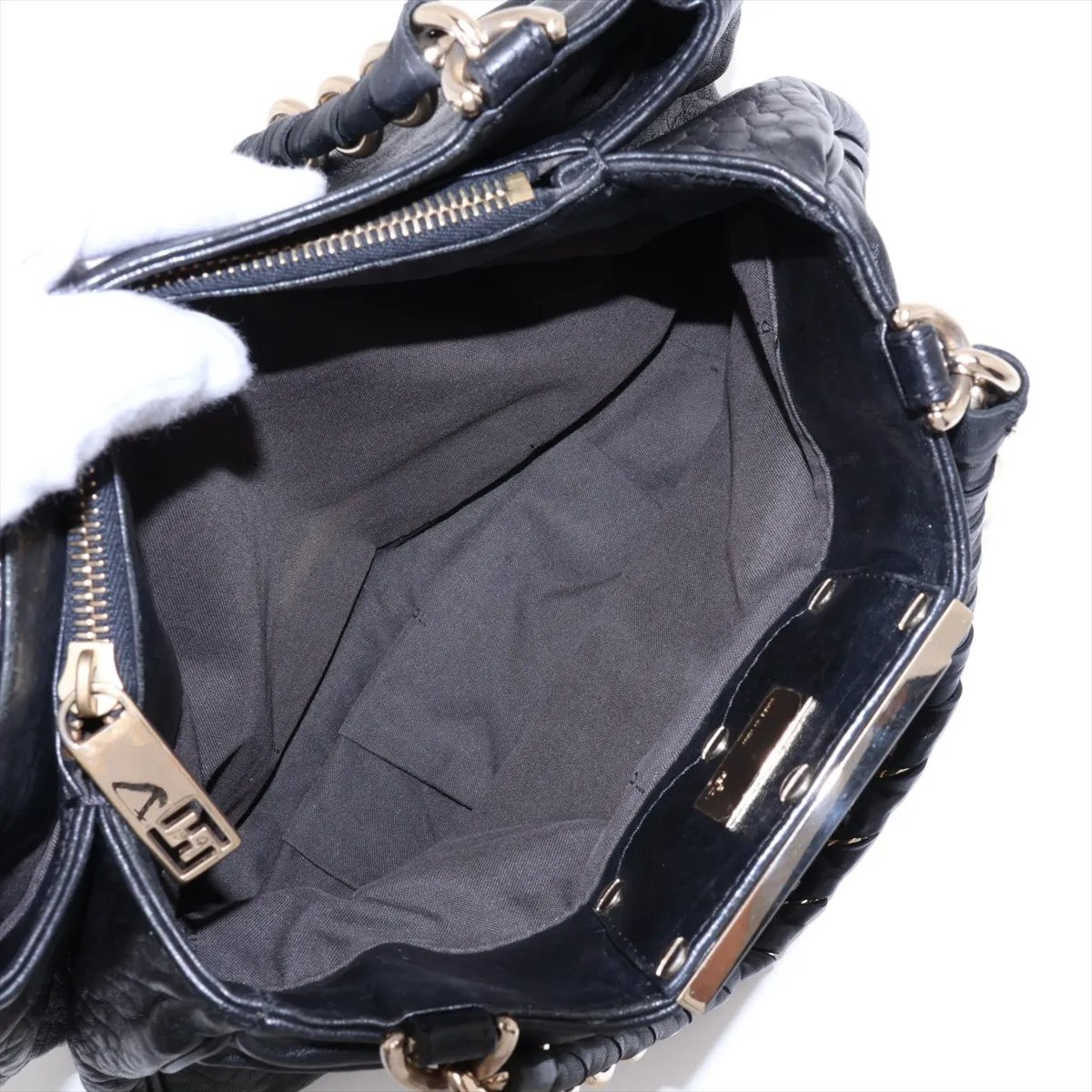 8BR615 Leather Shoulder Bag, Black — view 9