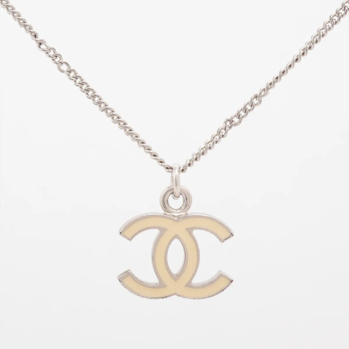 Coco Mark 07V Necklace, Metal, Silver x Ivory. Shows signs of wear, — view 2