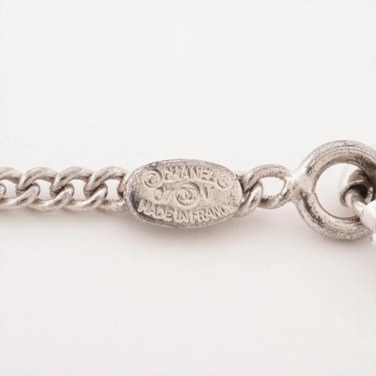 Coco Mark 07V Necklace, Metal, Silver x Ivory. Shows signs of wear, — view 4