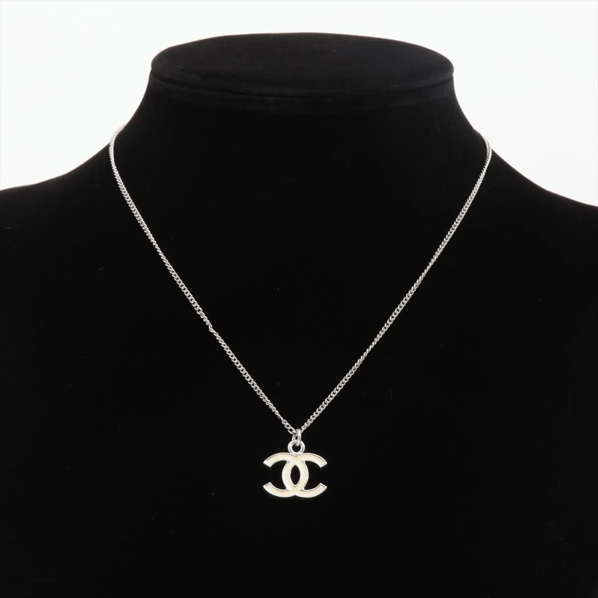 Coco Mark 07V Necklace, Metal, Silver x Ivory. Shows signs of wear, — view 5