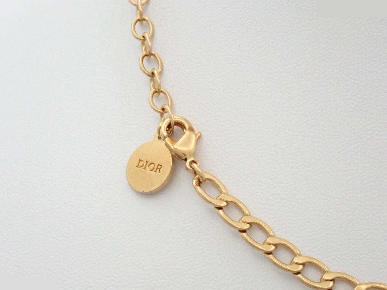 CD logo necklace, GP (Gold Plated), approximately 36cm in length. — view 2
