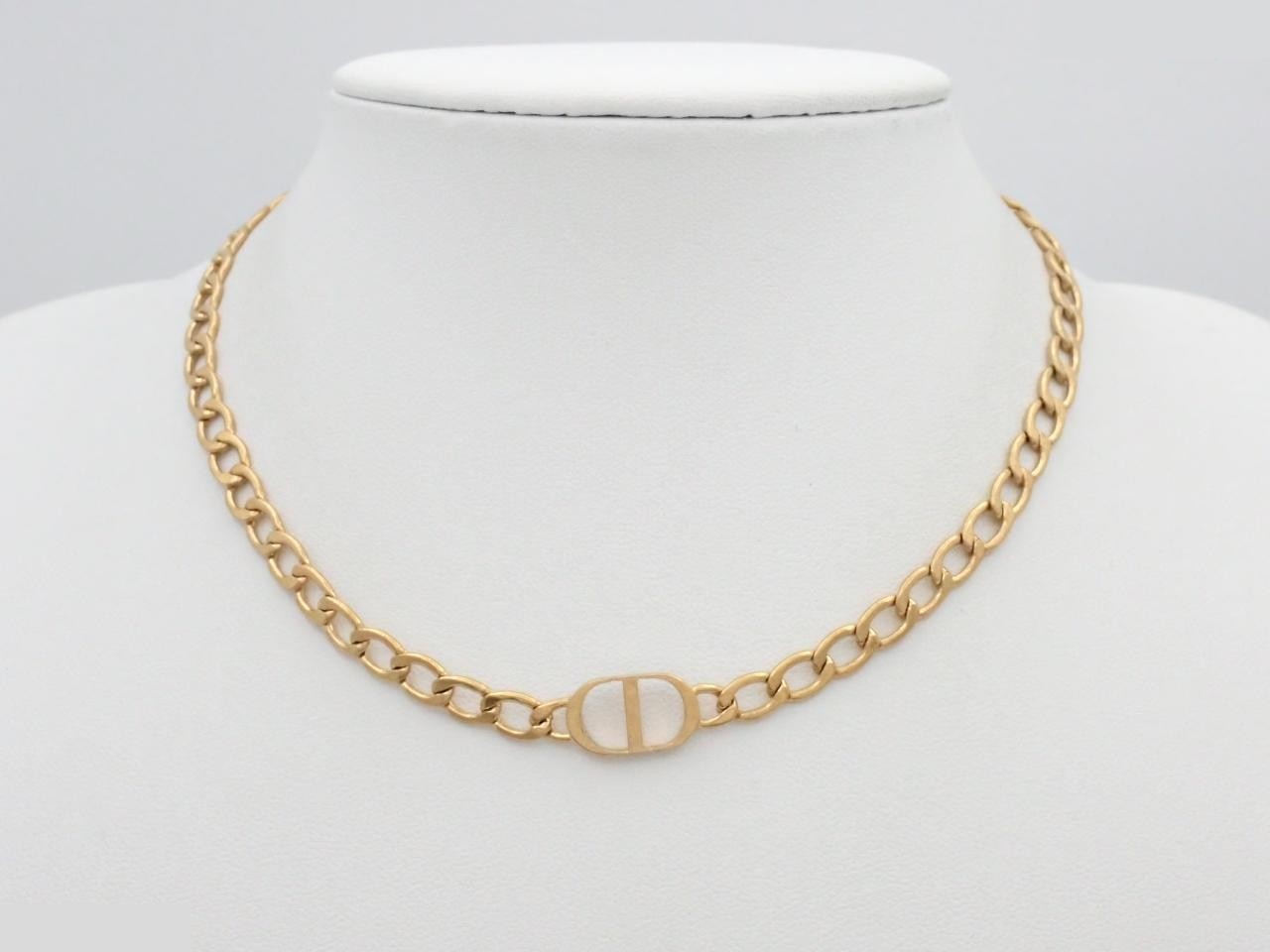 CD logo necklace, GP (Gold Plated), approximately 36cm in length. — view 3
