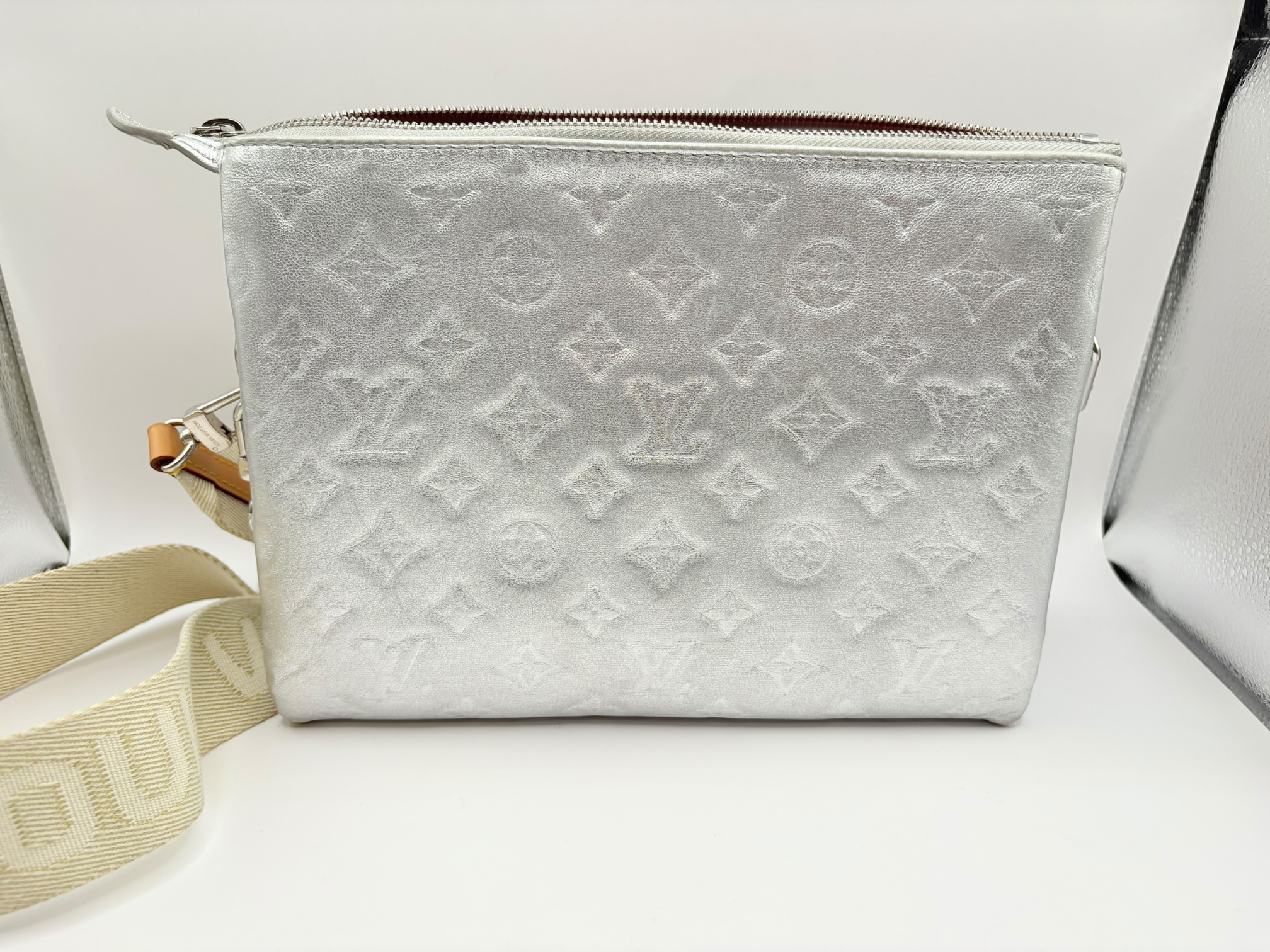 Monogram Embossed Coussin PM M57913 PL0281 Silver Shoulder Bag (RFID detected) — view 2