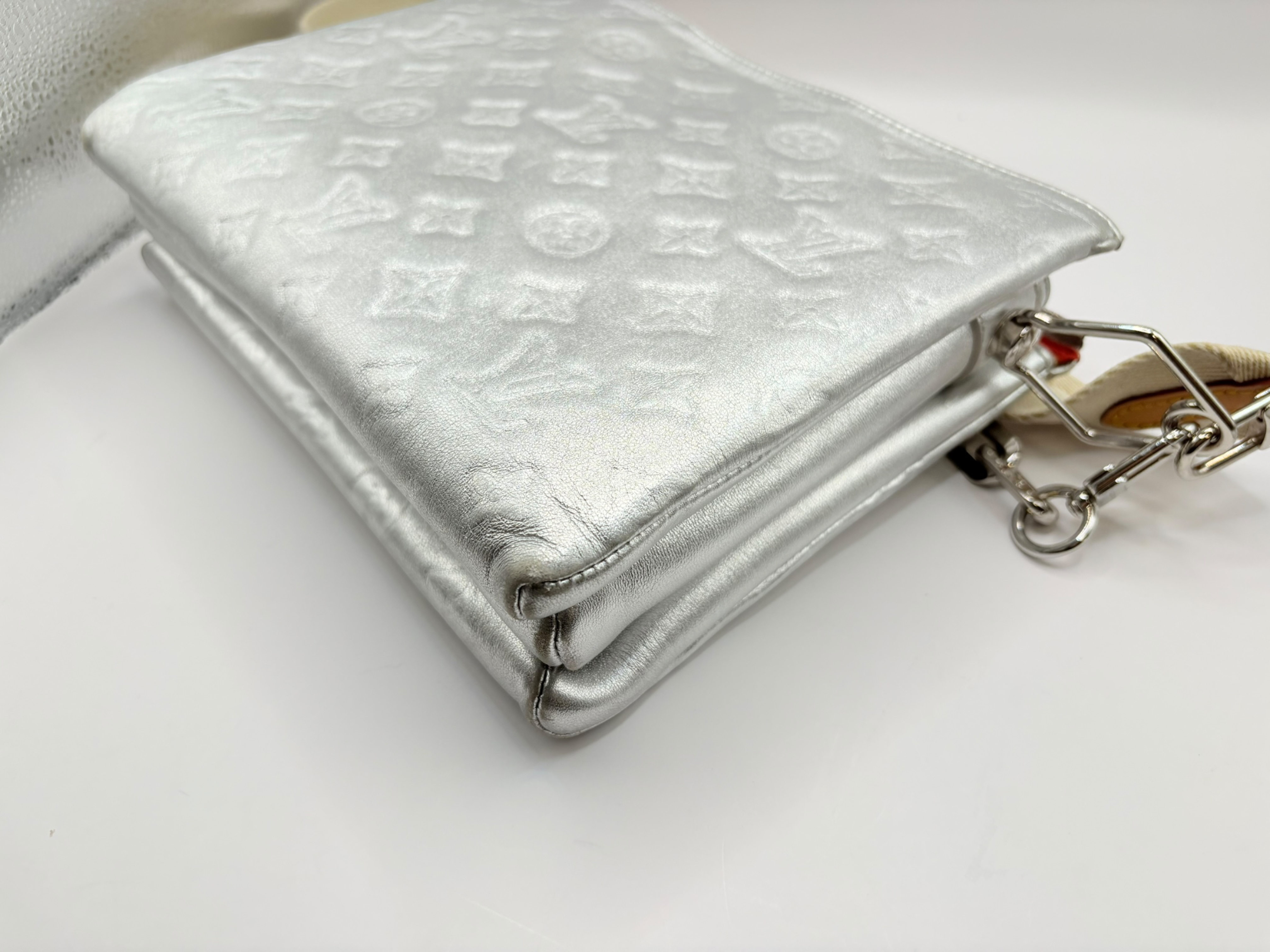 Monogram Embossed Coussin PM M57913 PL0281 Silver Shoulder Bag (RFID detected) — view 5