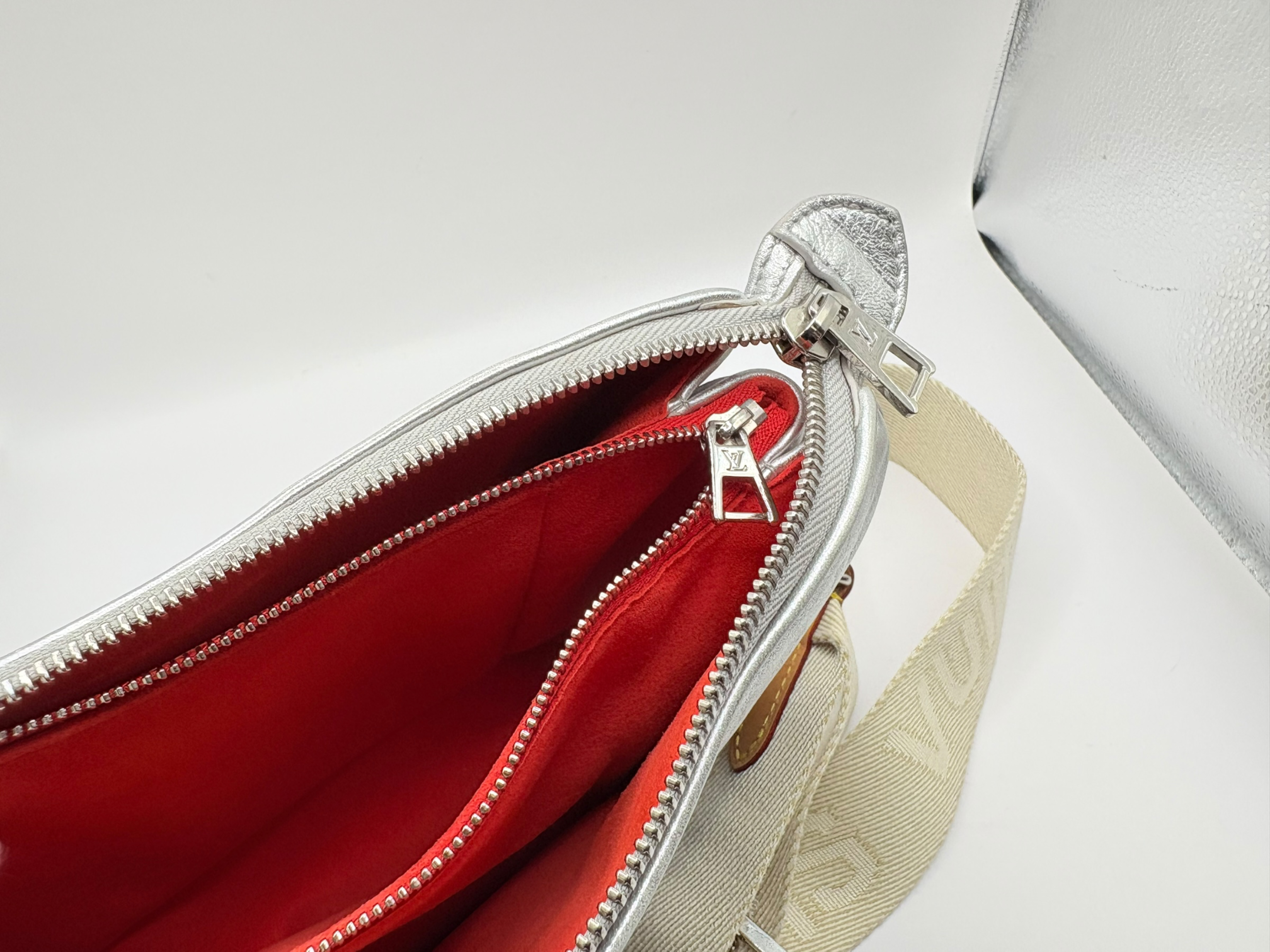 Monogram Embossed Coussin PM M57913 PL0281 Silver Shoulder Bag (RFID detected) — view 9