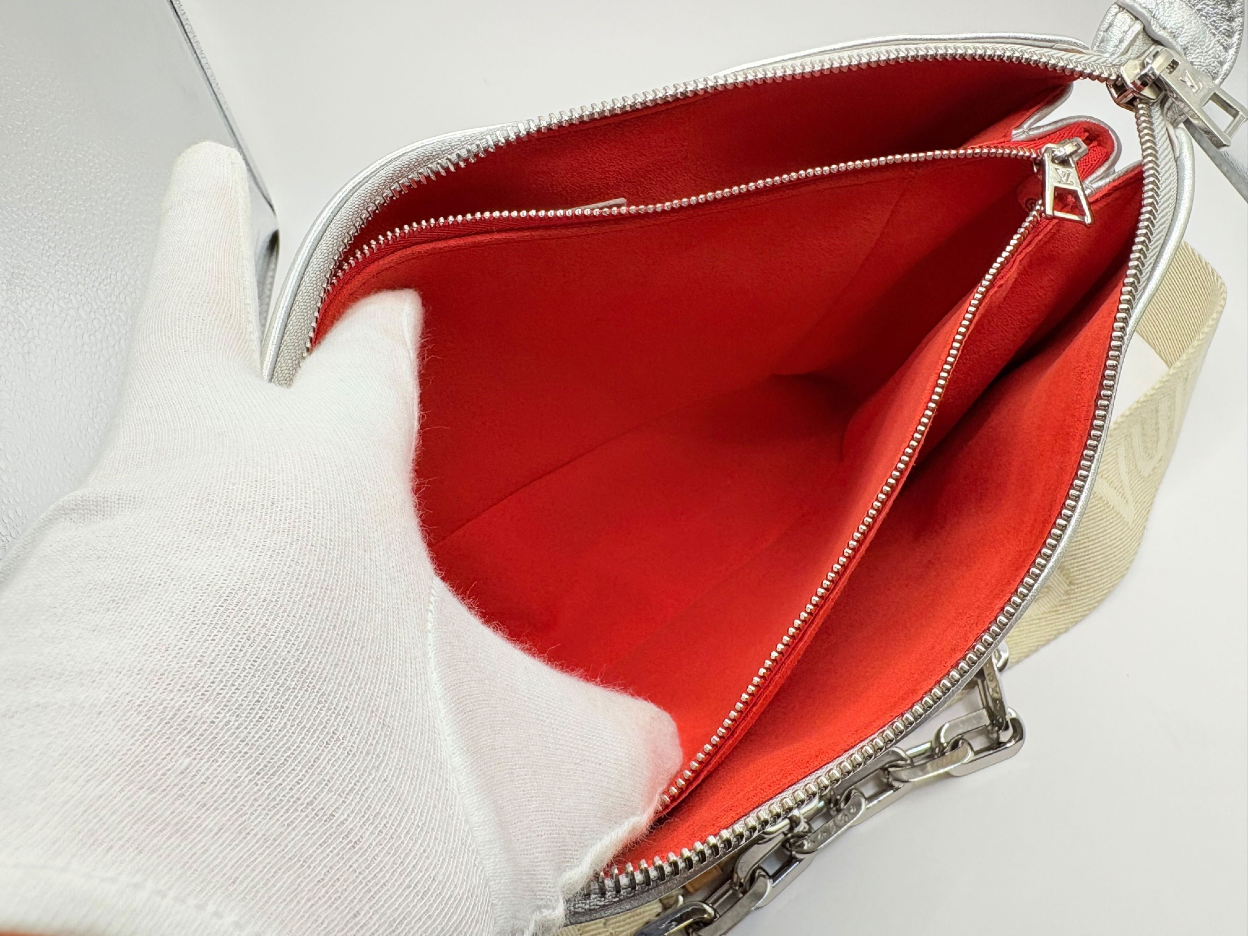 Monogram Embossed Coussin PM M57913 PL0281 Silver Shoulder Bag (RFID detected) — view 10