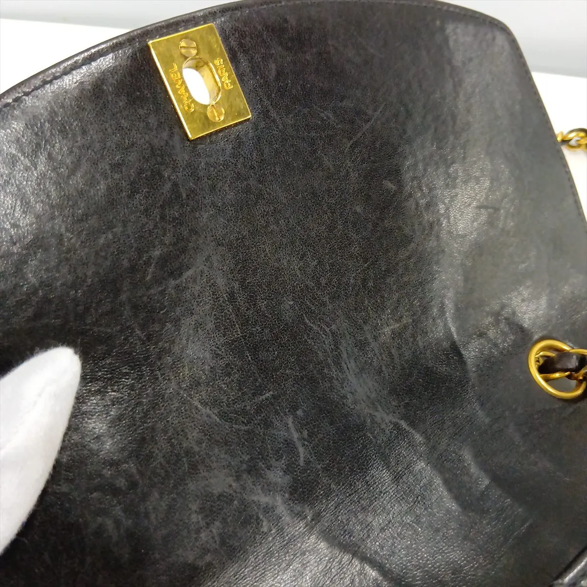 Matelassé Lambskin Single Flap Single Chain Bag, Diana Flap, Black with Gold Hardware, 2596401, Series 2 — view 11