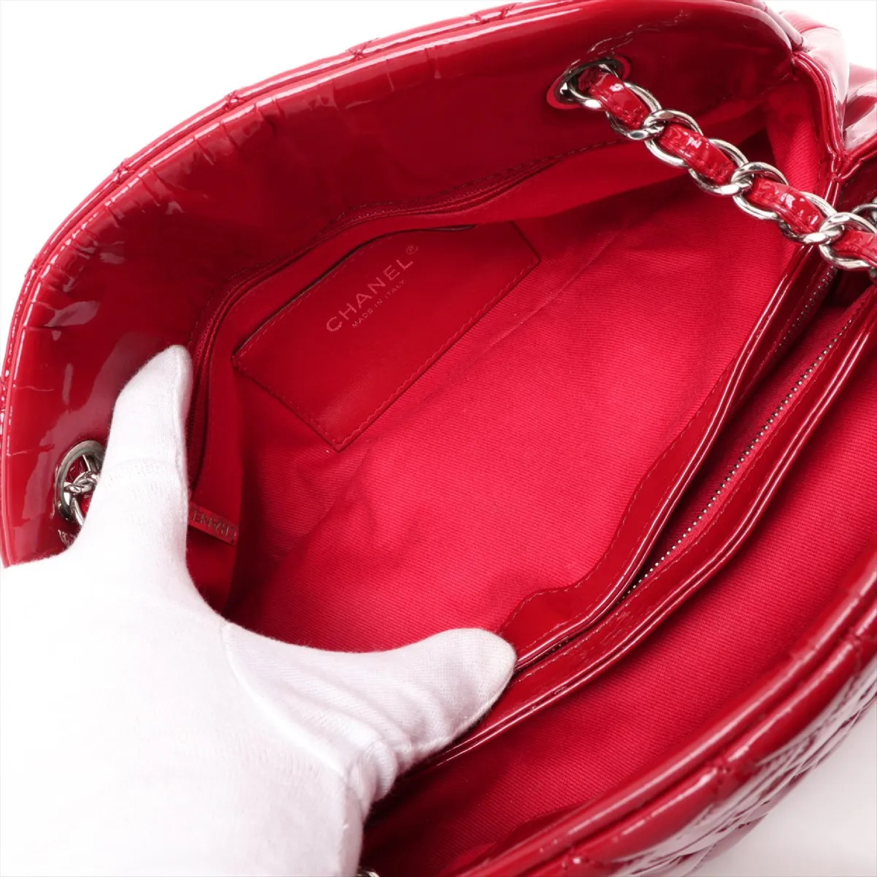 Mademoiselle Patent Leather Chain Shoulder Bag — view 8