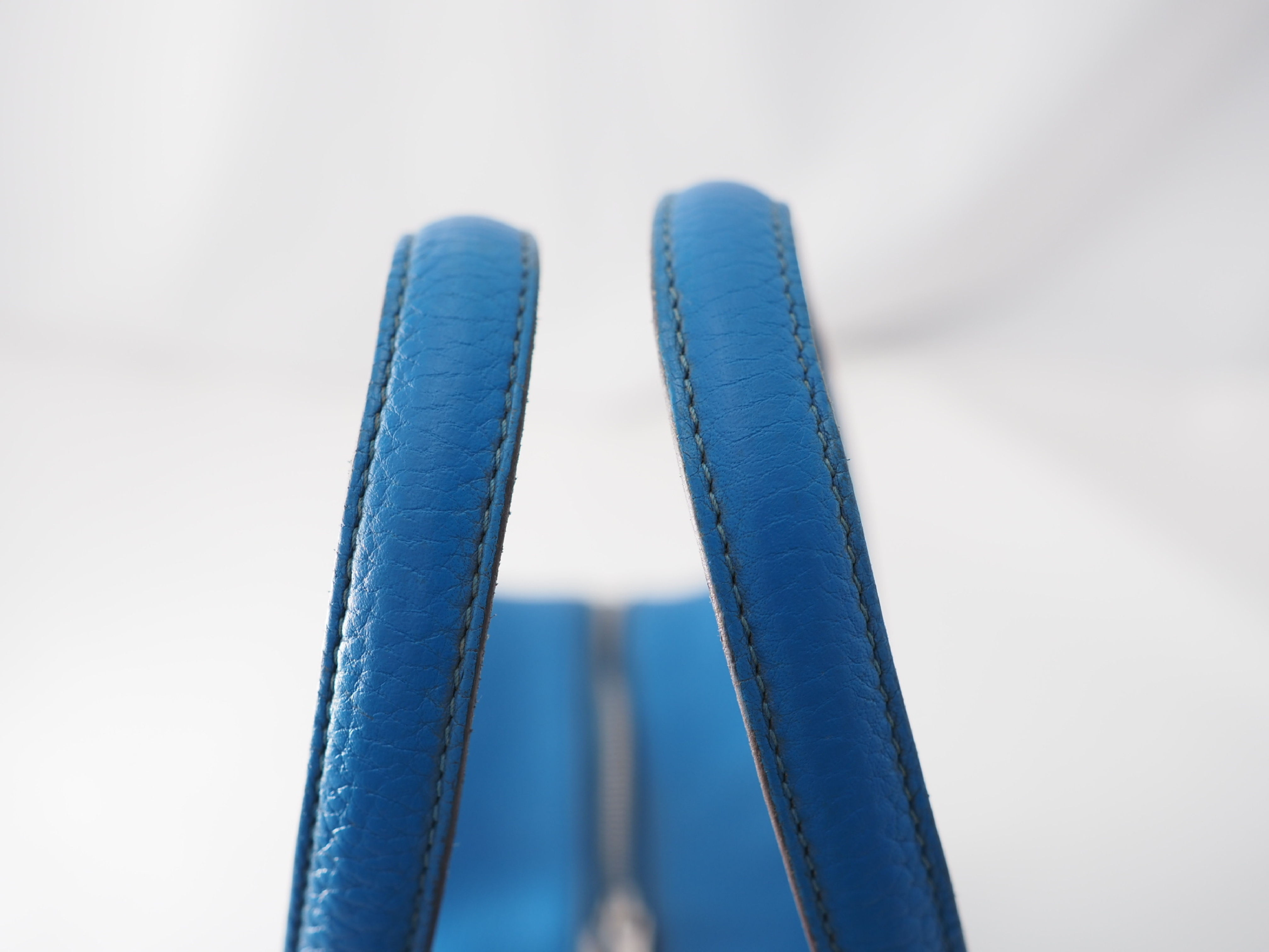 Victoria 35 Blue Taurillon Leather Handbag with Silver Hardware — view 7