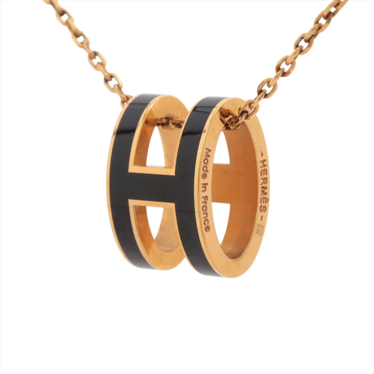 Pop H 15 Necklace, GP Gold x Black,