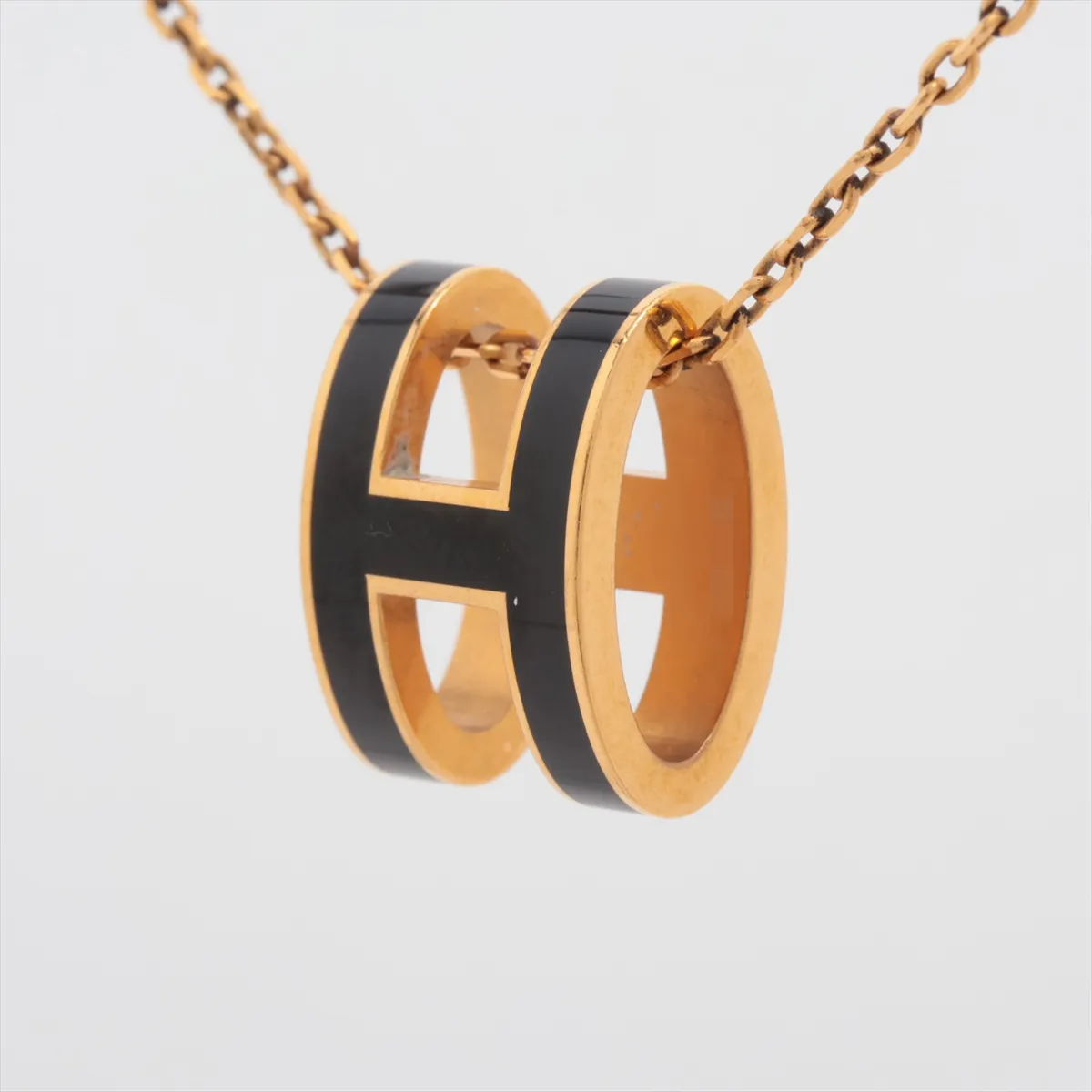Pop H 15 Necklace, GP Gold x Black, — view 2