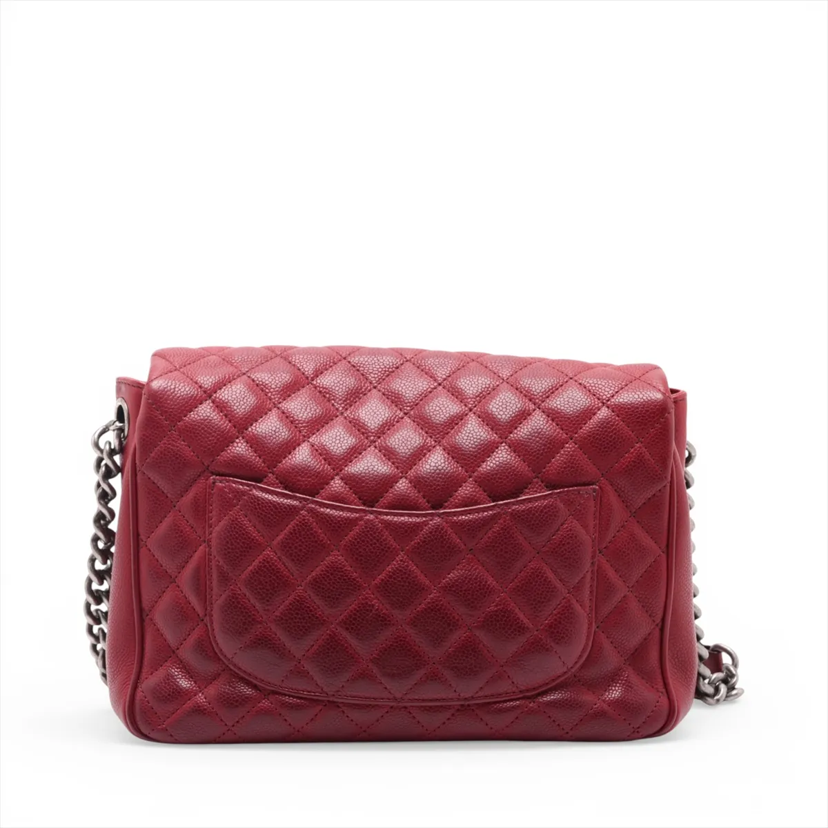 Matelassé Caviar Skin Chain Shoulder Bag, Red, Gunmetal Hardware, 23117702, Serial Number 23 — view 2