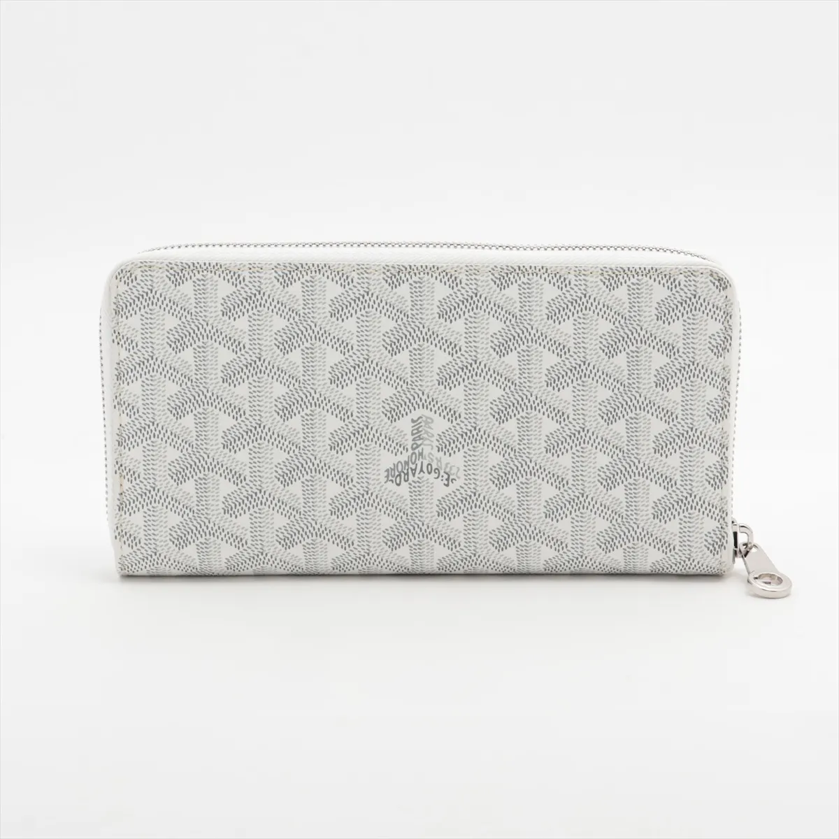 Herringbone Matignon PVC x Leather Round Zip Wallet White — view 2