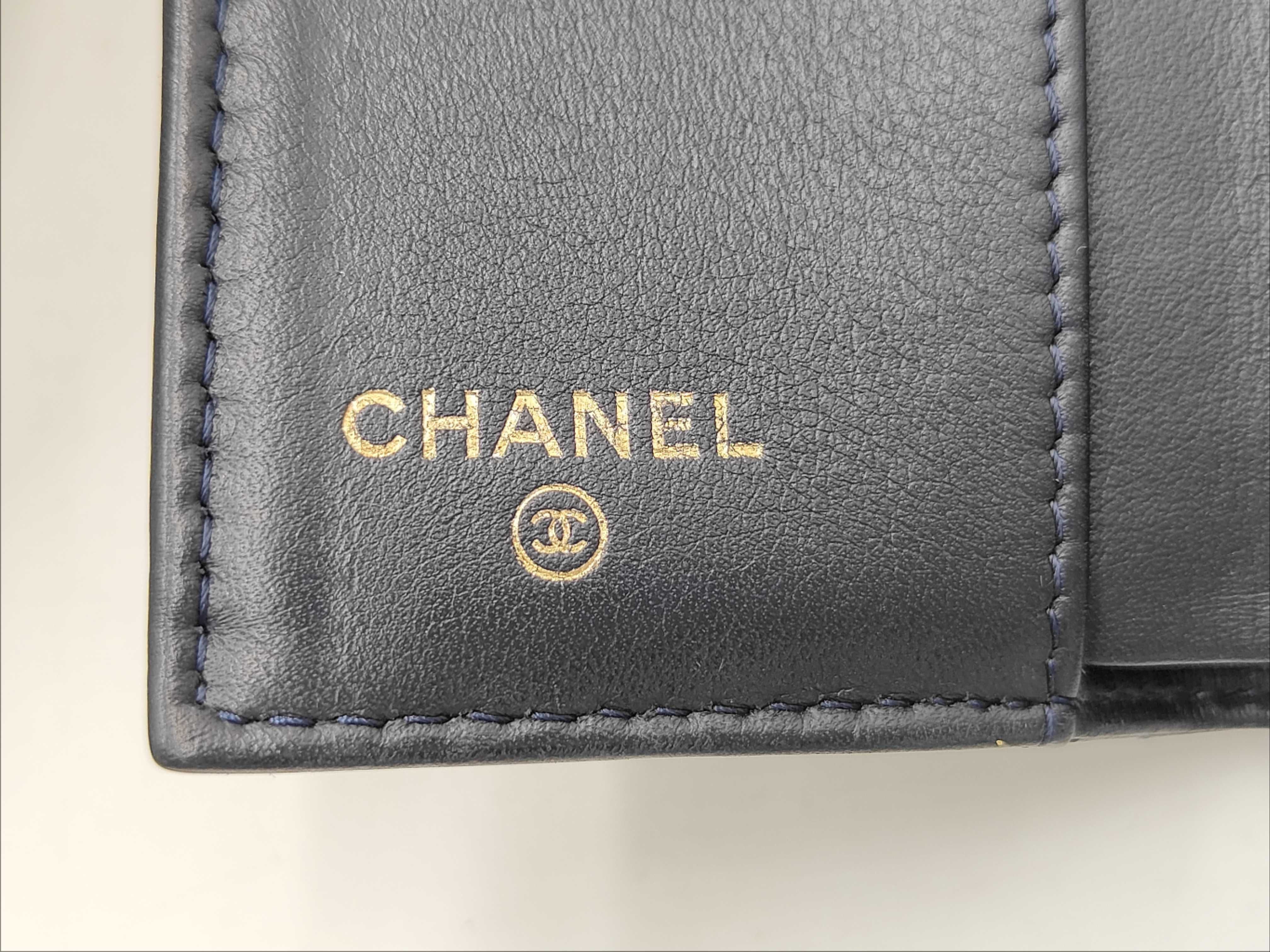 Boy Chanel Lambskin Compact Wallet, Navy with Gold Hardware, 26703461 (Wallet) — view 11