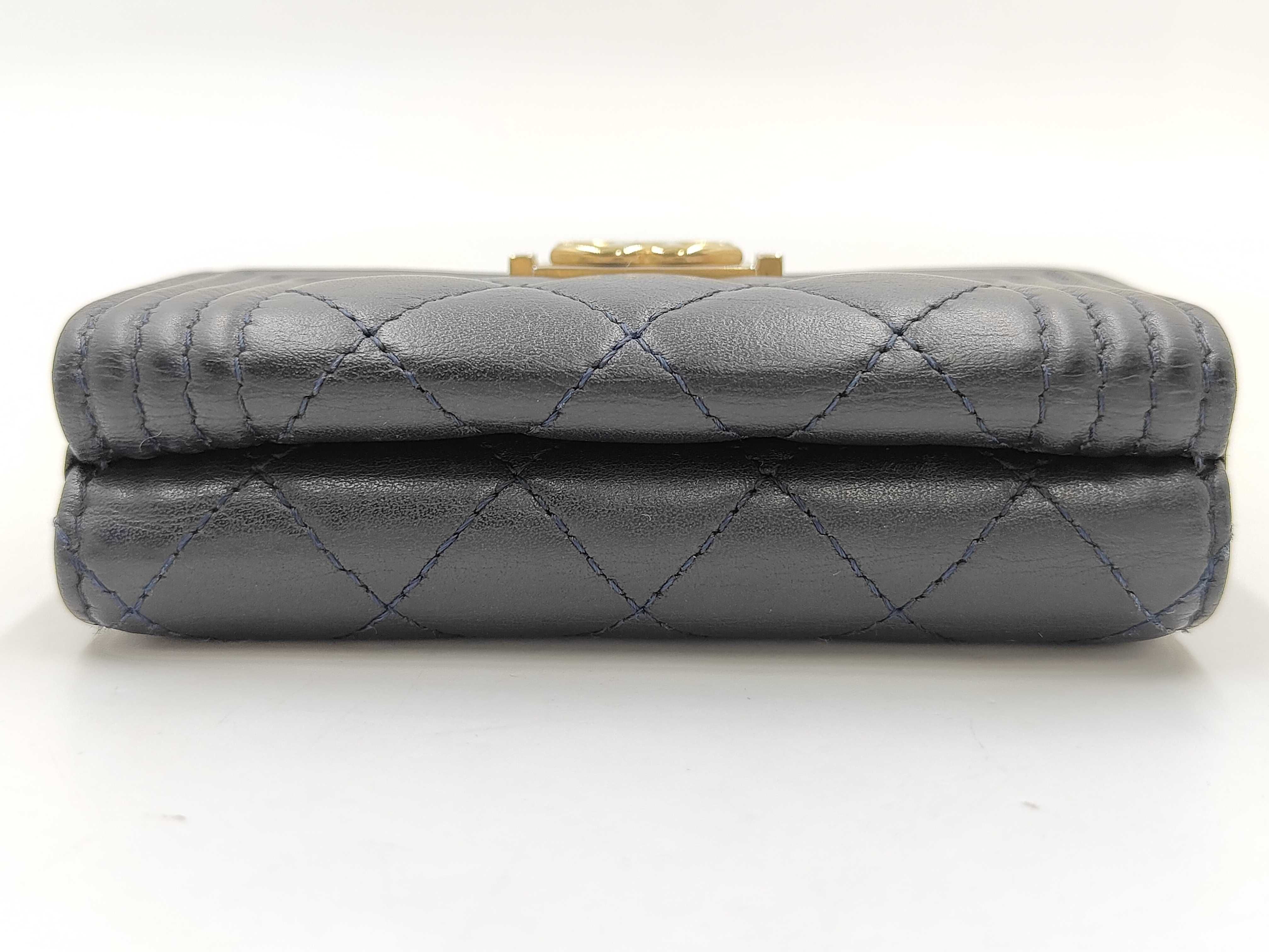 Boy Chanel Lambskin Compact Wallet, Navy with Gold Hardware, 26703461 (Wallet) — view 4
