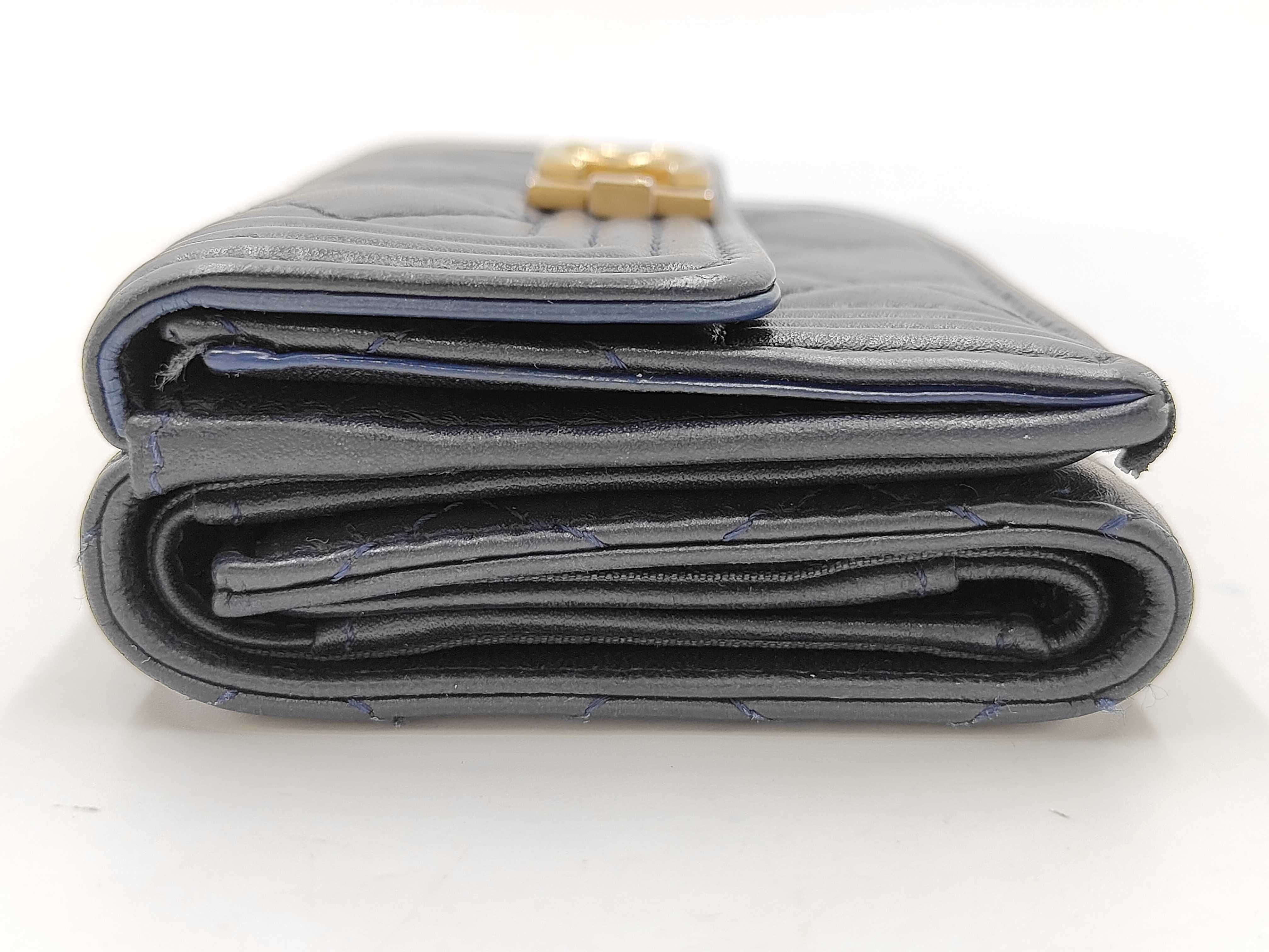 Boy Chanel Lambskin Compact Wallet, Navy with Gold Hardware, 26703461 (Wallet) — view 5