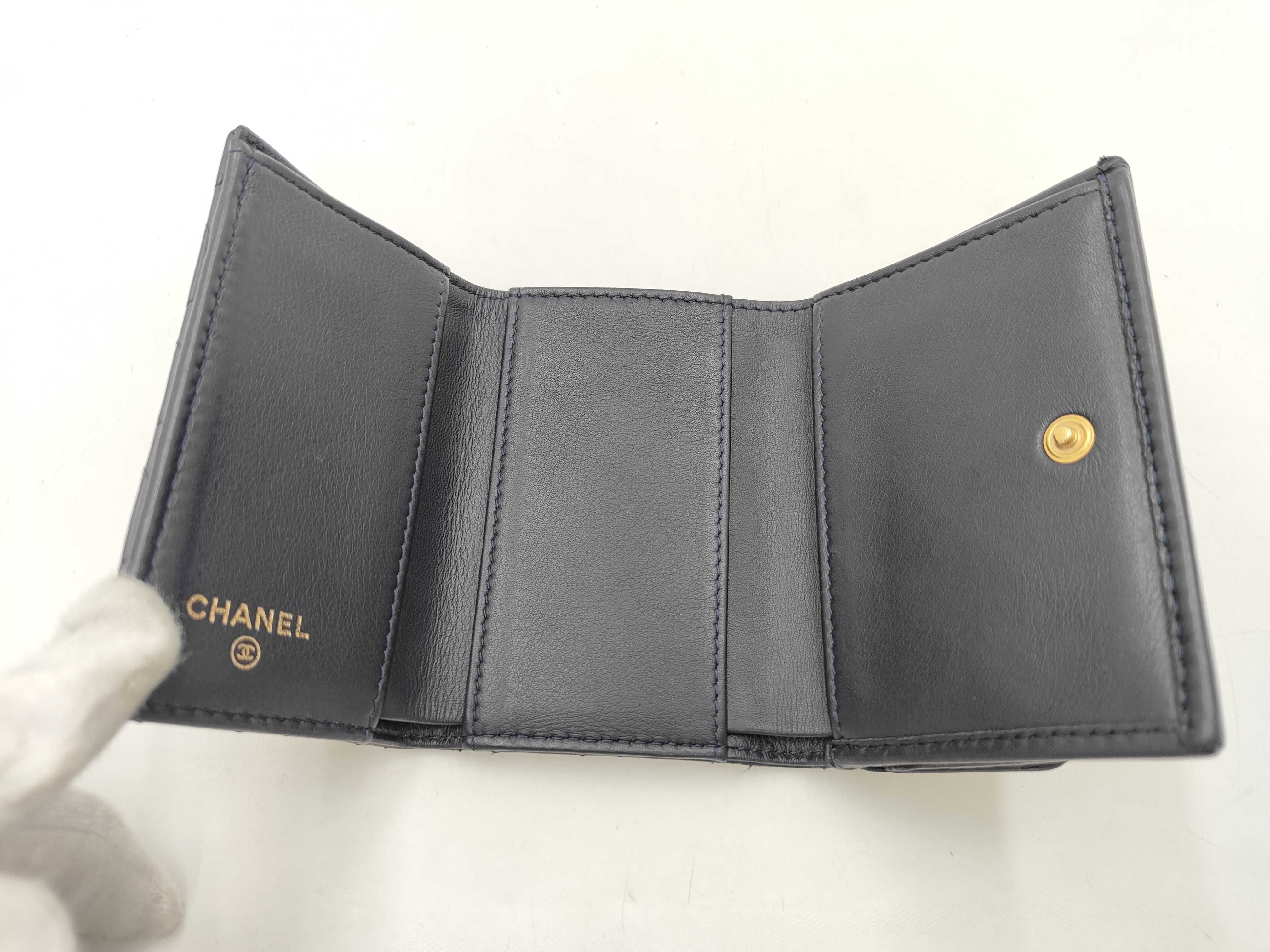 Boy Chanel Lambskin Compact Wallet, Navy with Gold Hardware, 26703461 (Wallet) — view 6