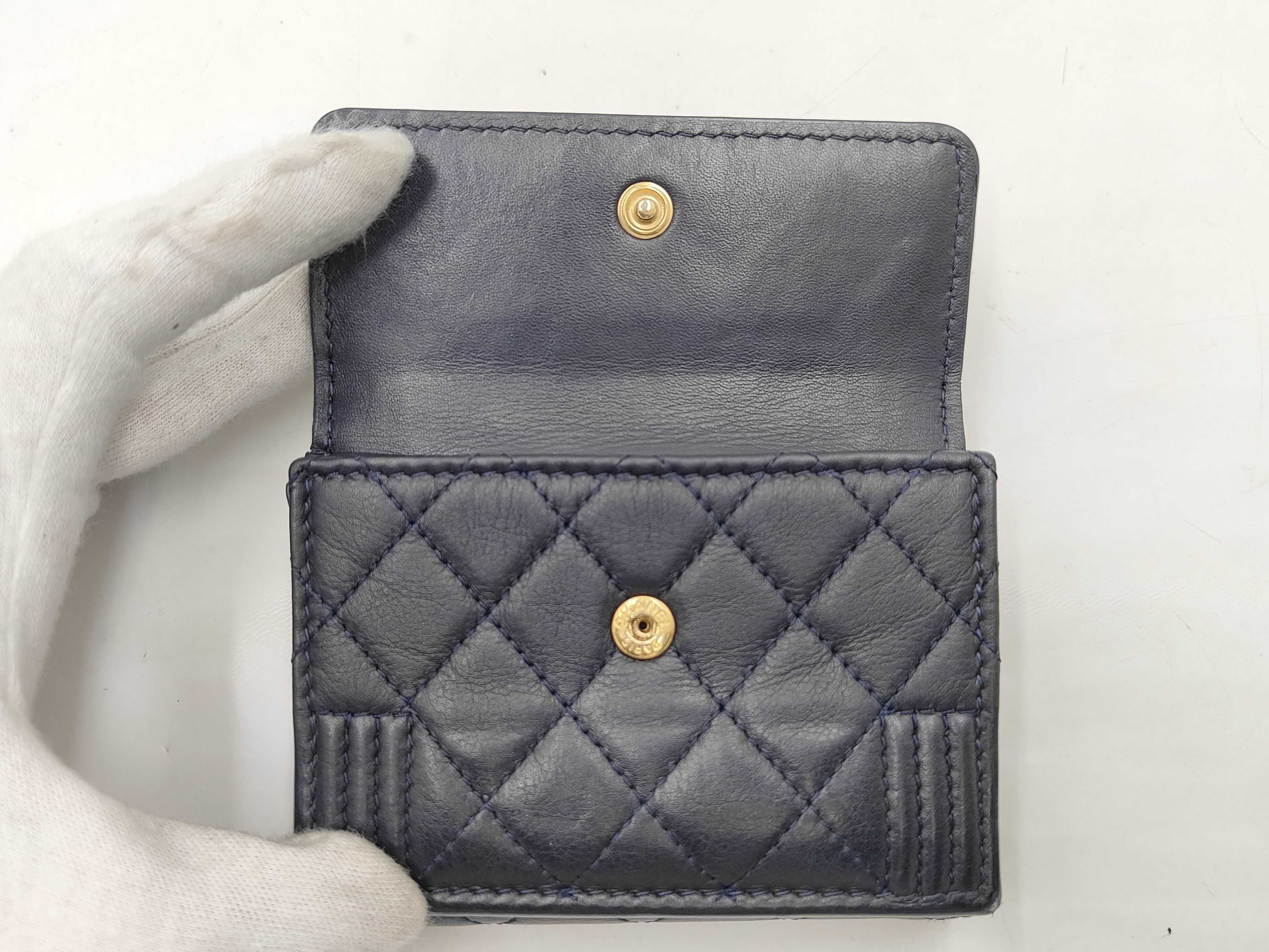 Boy Chanel Lambskin Compact Wallet, Navy with Gold Hardware, 26703461 (Wallet) — view 7