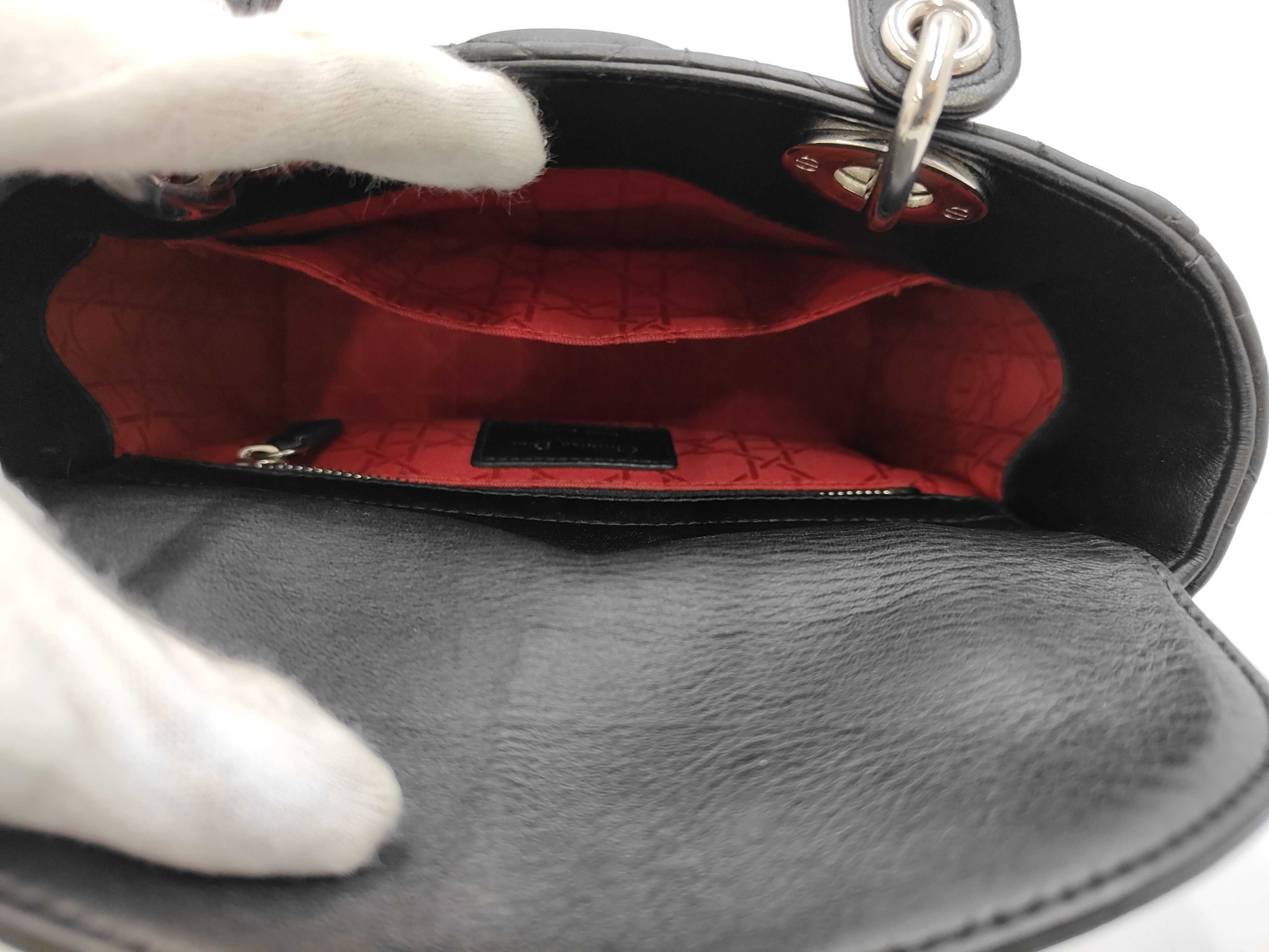 Lady Dior Lamb Cannage Black 2WAY Handbag Bag — view 8