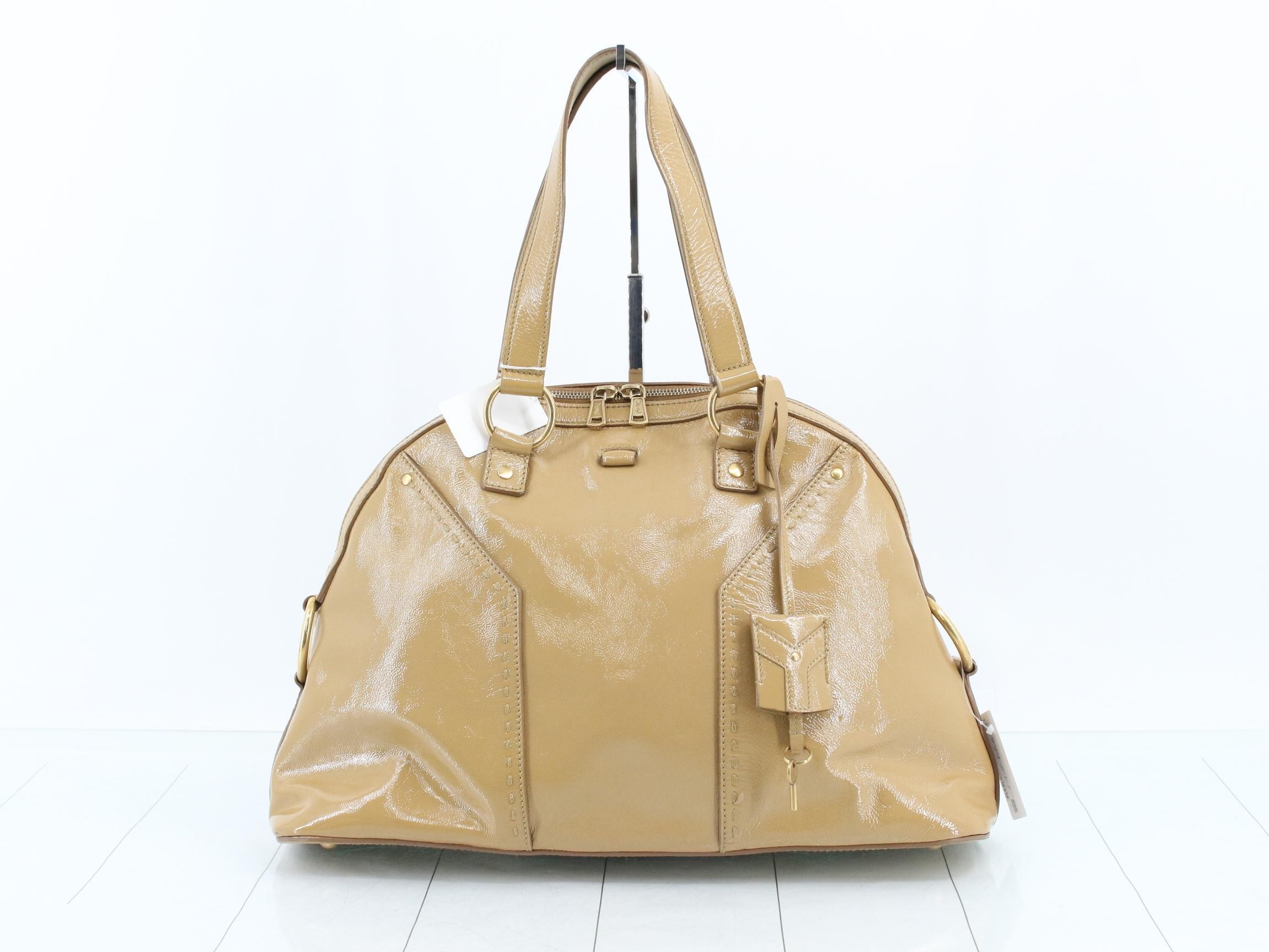 Muse Bag, Enamel Handbag, Light Brown