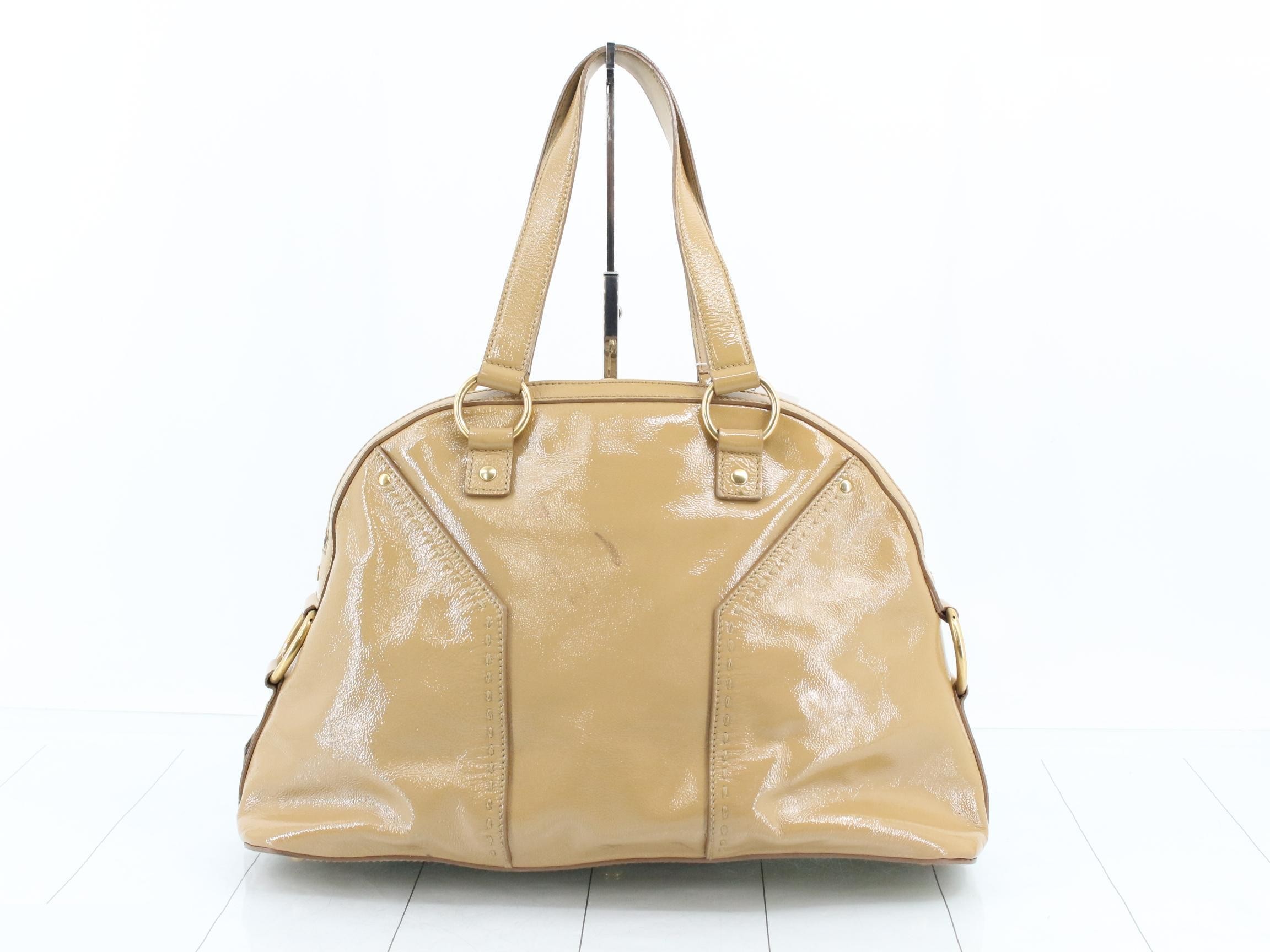 Muse Bag, Enamel Handbag, Light Brown — view 2