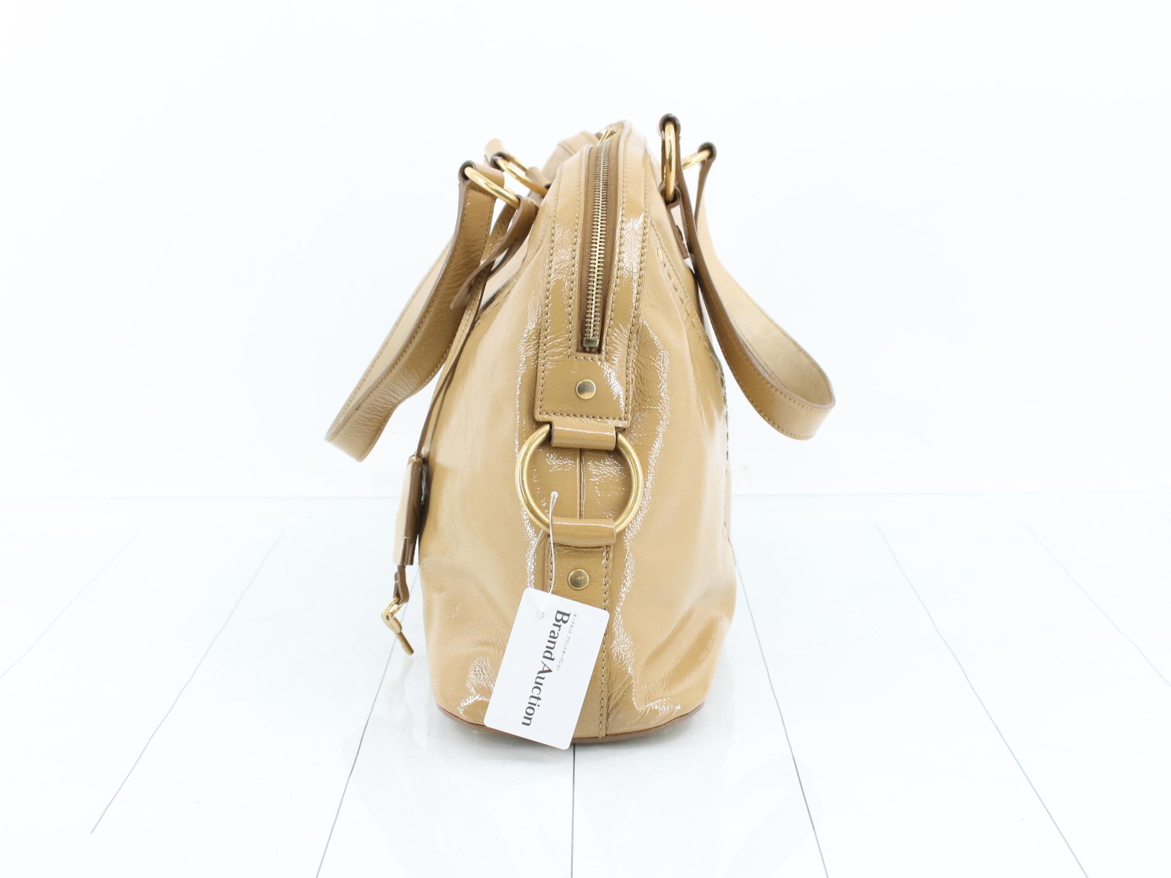 Muse Bag, Enamel Handbag, Light Brown — view 3