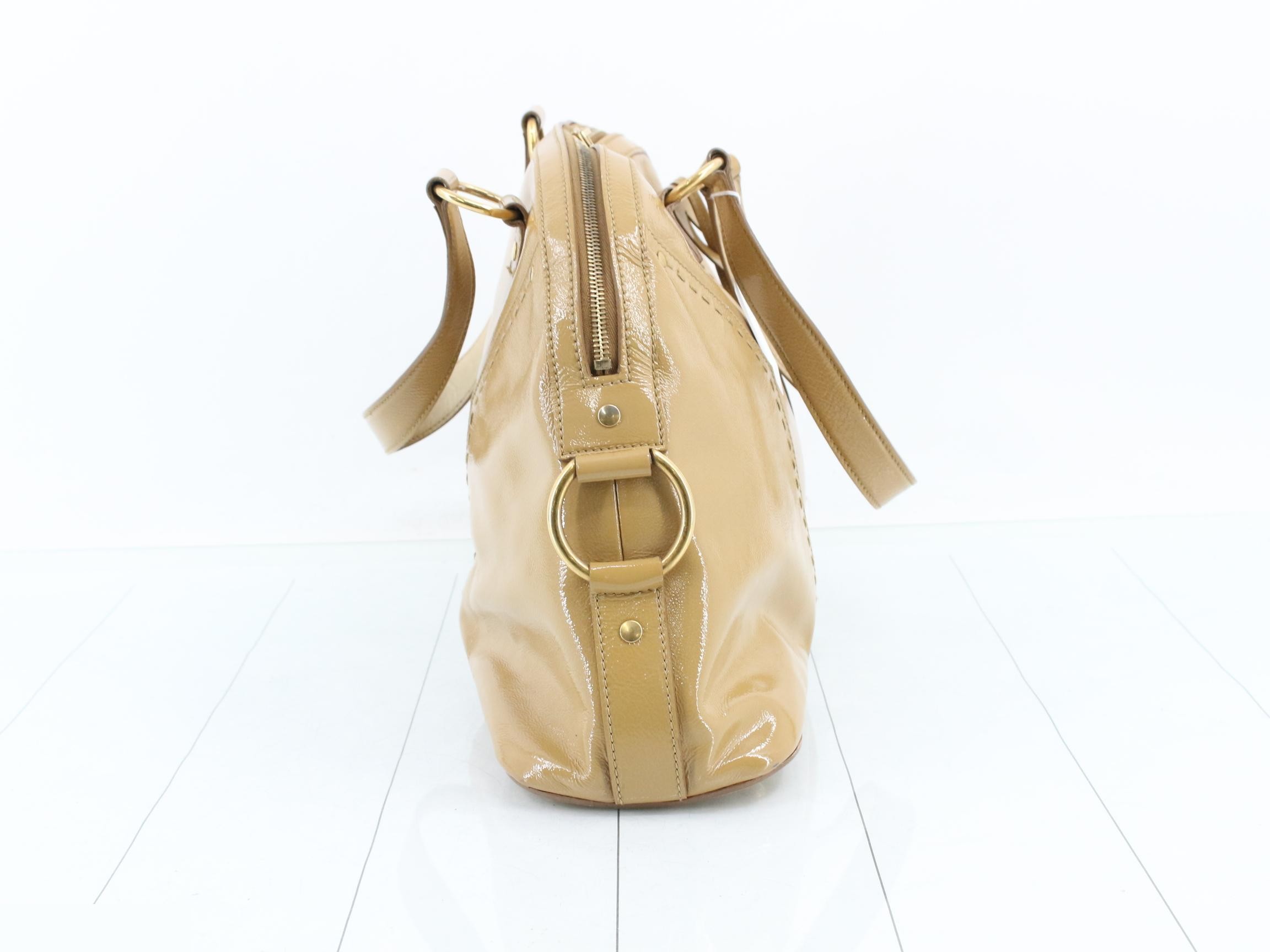 Muse Bag, Enamel Handbag, Light Brown — view 4