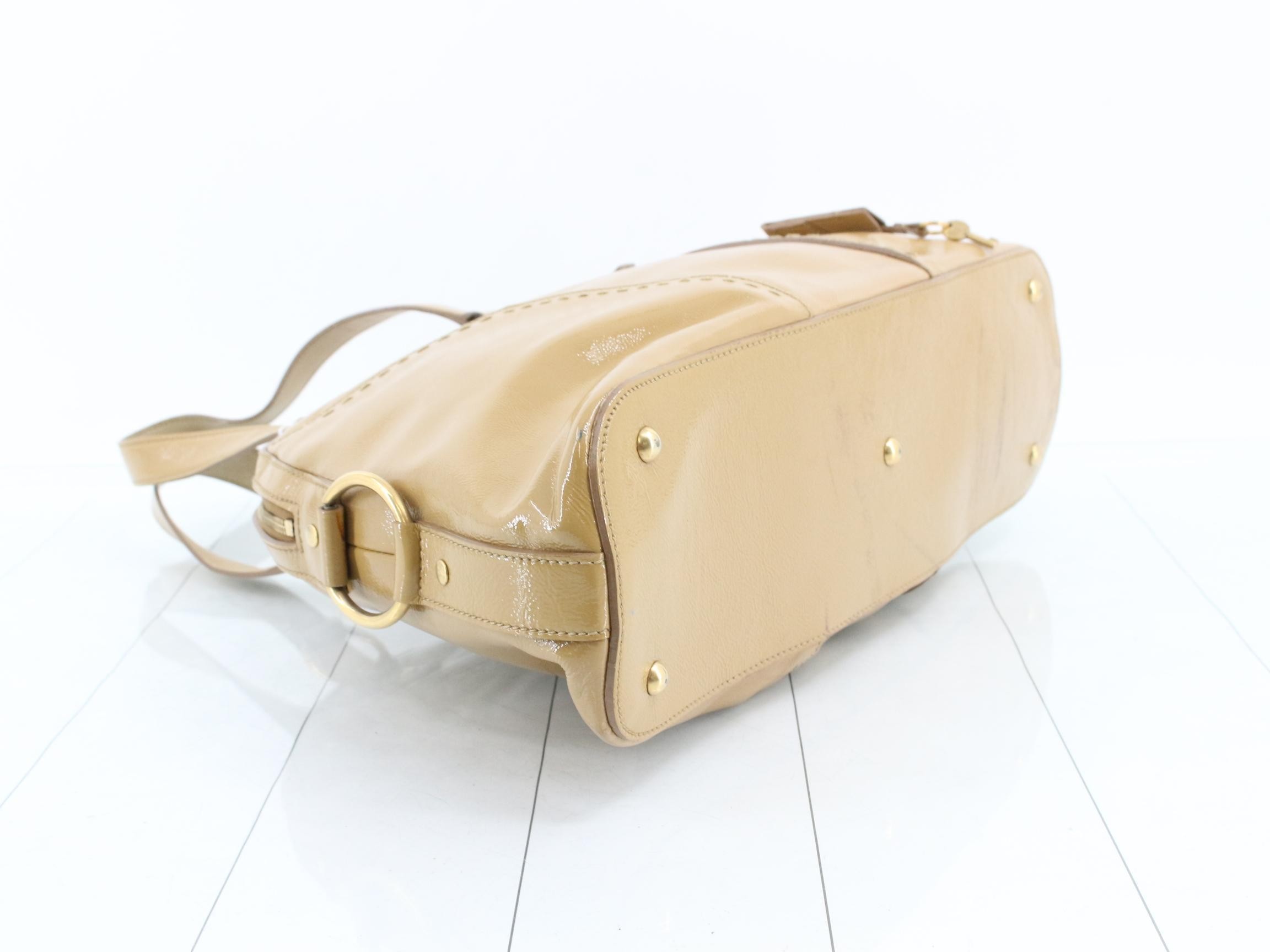 Muse Bag, Enamel Handbag, Light Brown — view 5