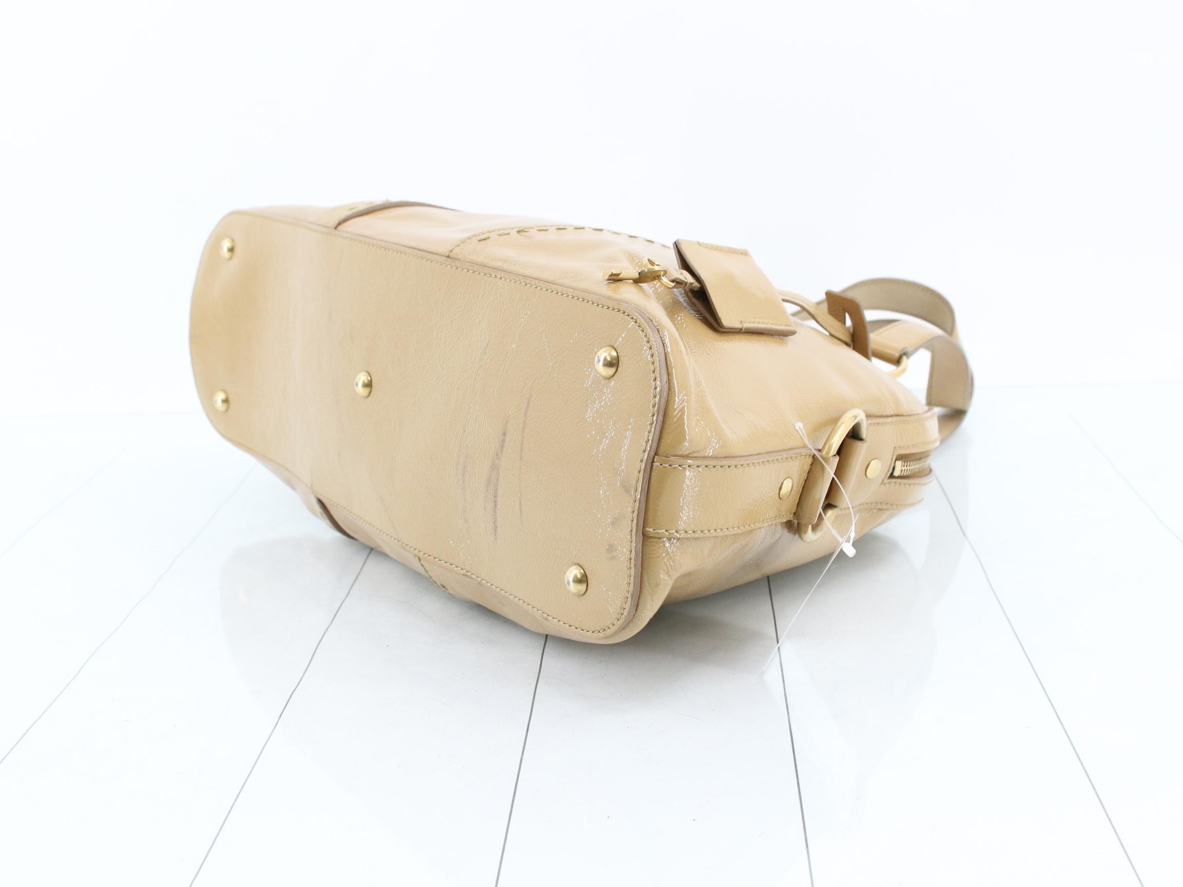 Muse Bag, Enamel Handbag, Light Brown — view 6