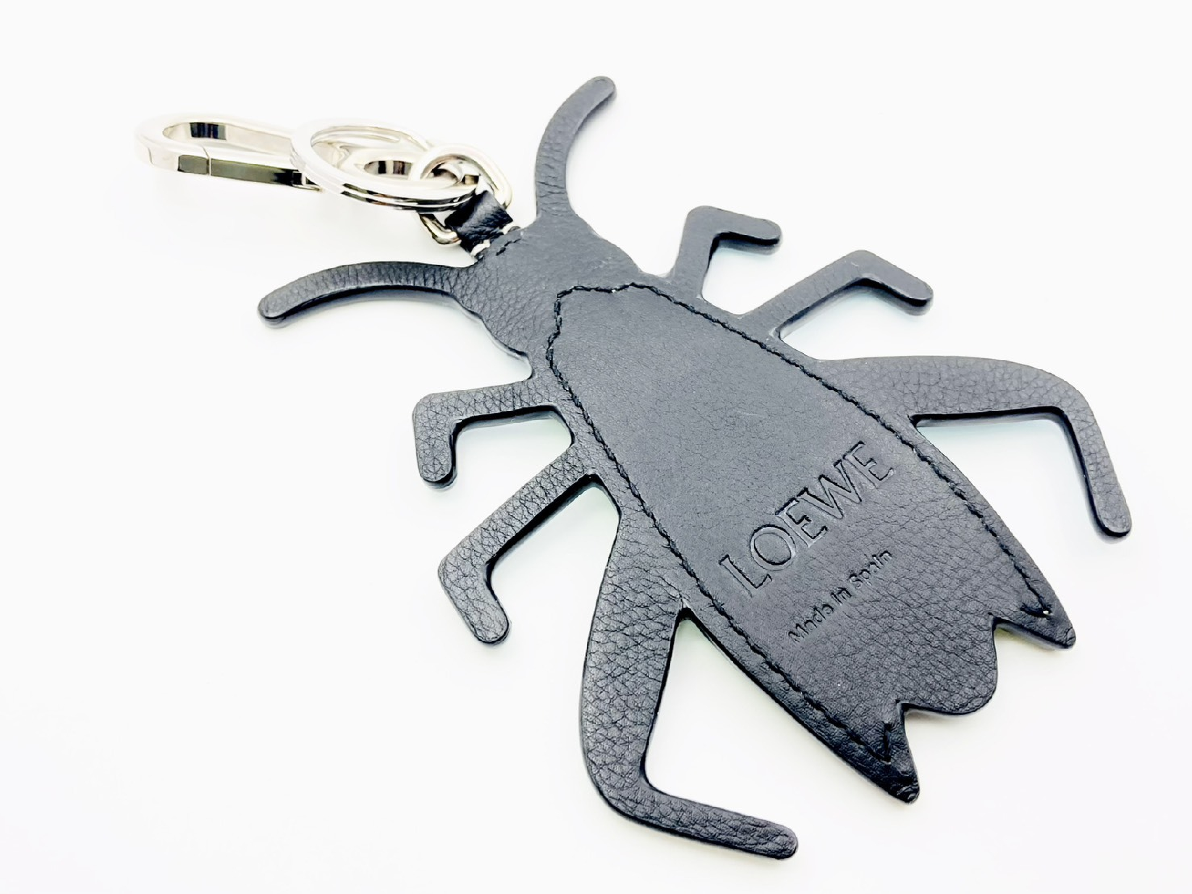 Grasshopper Bug Leather Charm Keyring Blue x Green Key Case/Keychain — view 2