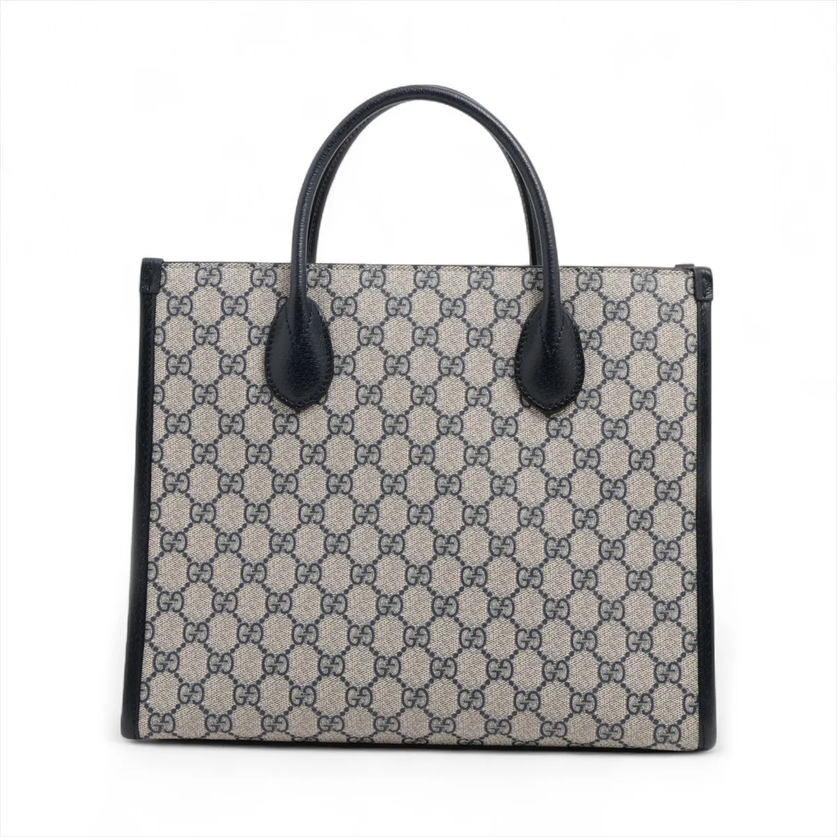 GG Supreme PVC x Leather 2WAY Handbag Beige x Black x Navy 659983 — view 2