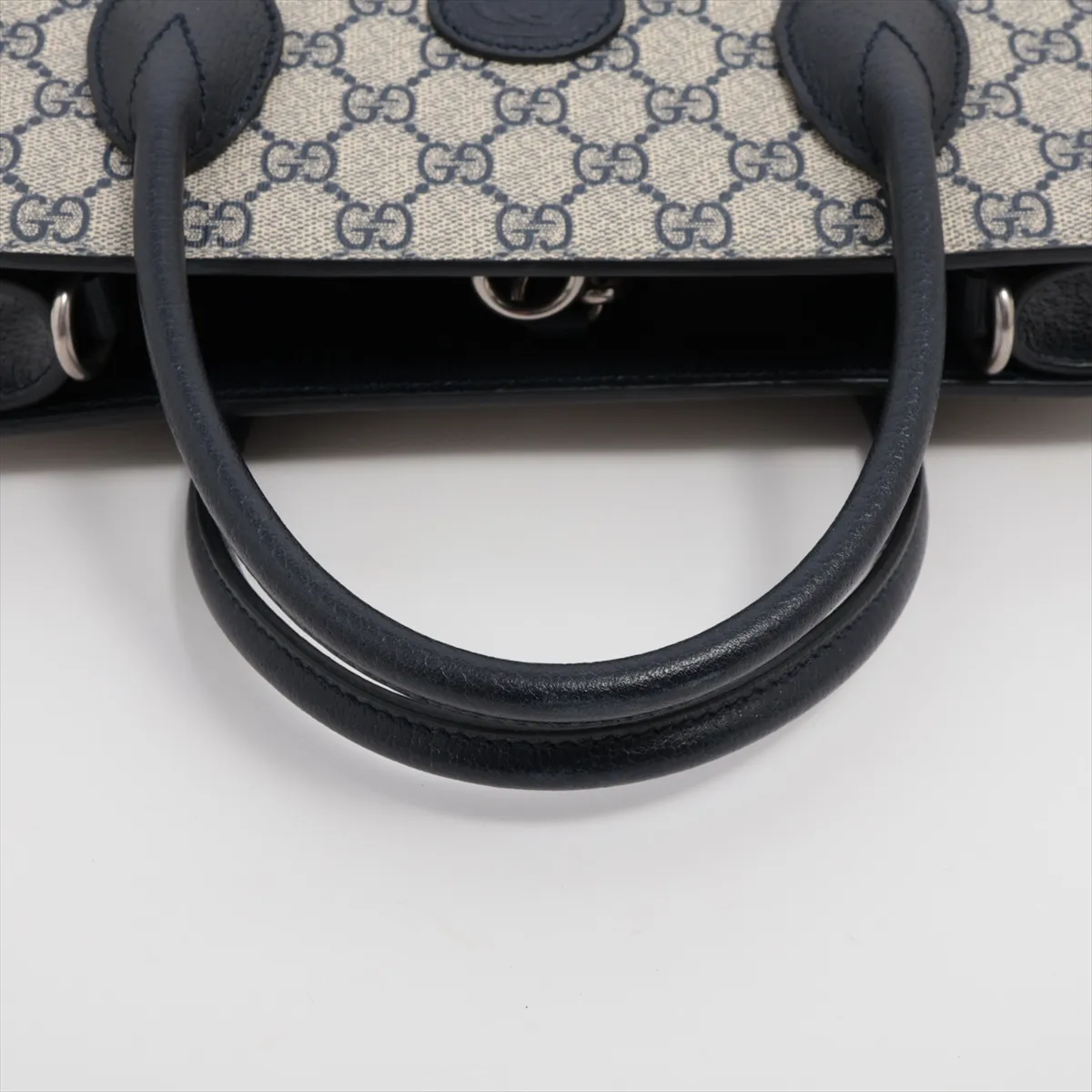 GG Supreme PVC x Leather 2WAY Handbag Beige x Black x Navy 659983 — view 5
