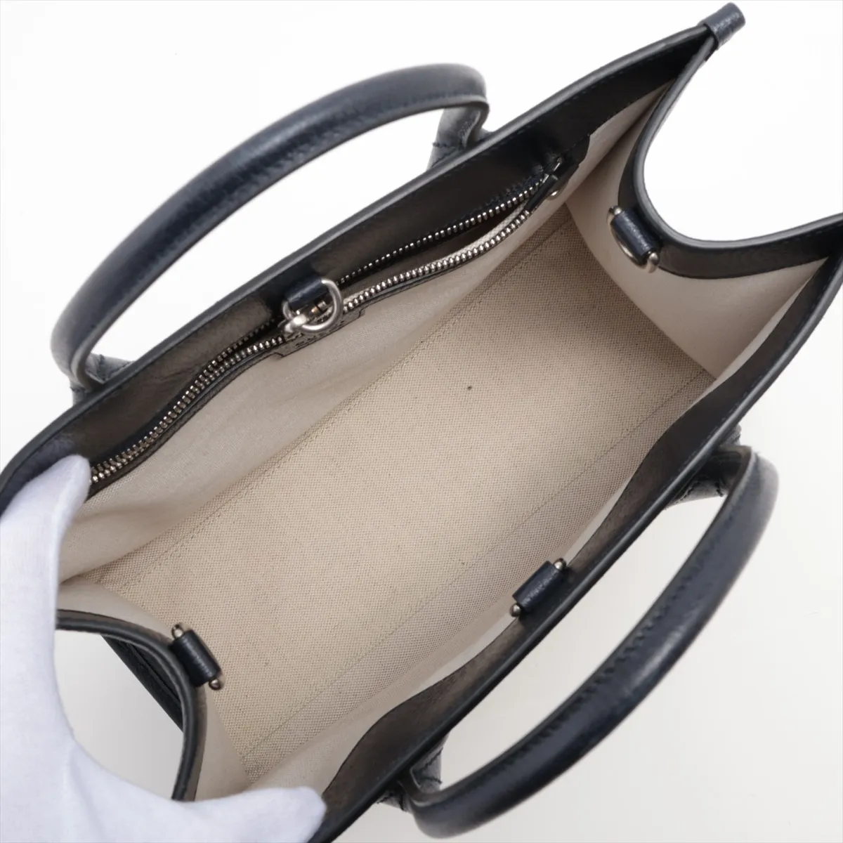 GG Supreme PVC x Leather 2WAY Handbag Beige x Black x Navy 659983 — view 8