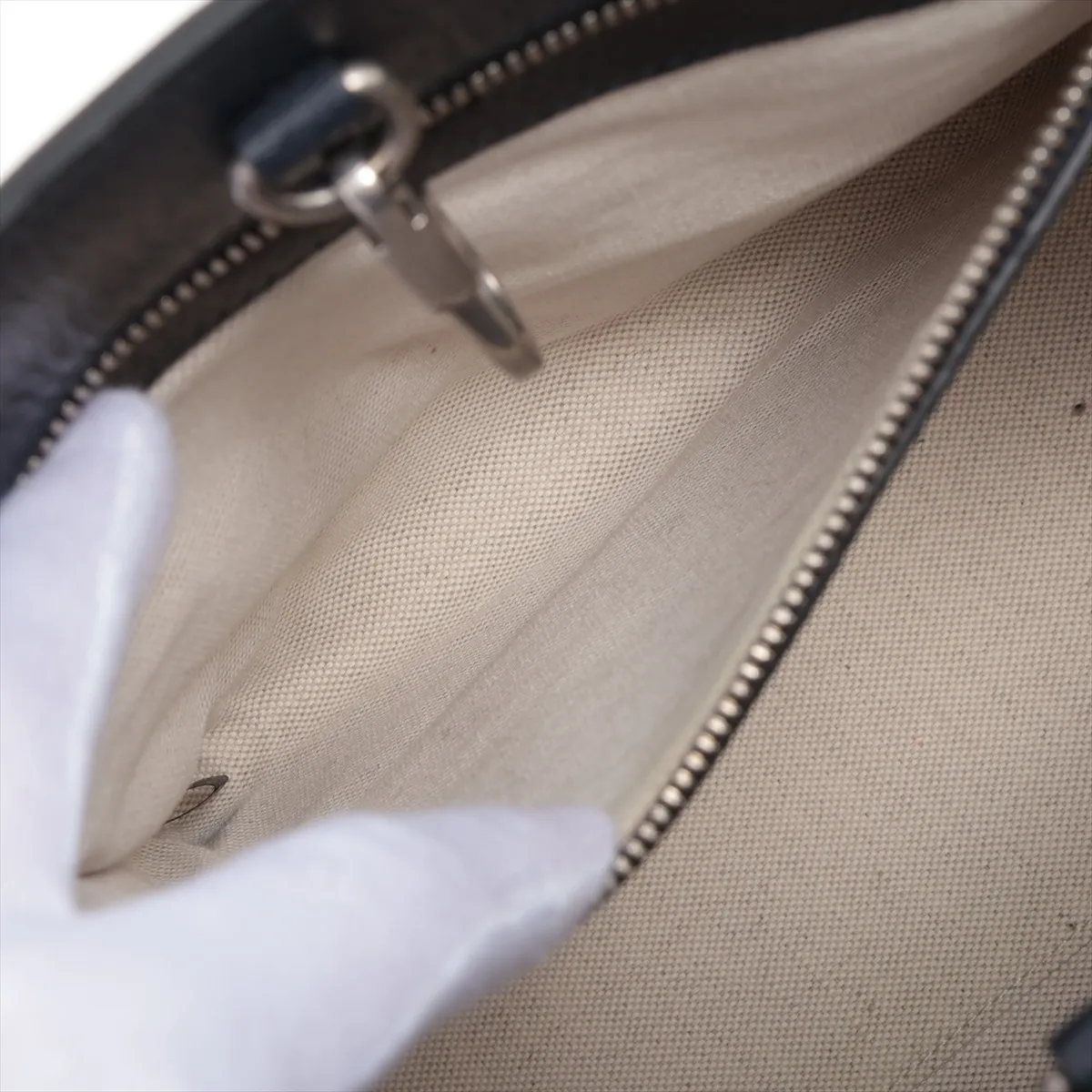 GG Supreme PVC x Leather 2WAY Handbag Beige x Black x Navy 659983 — view 9