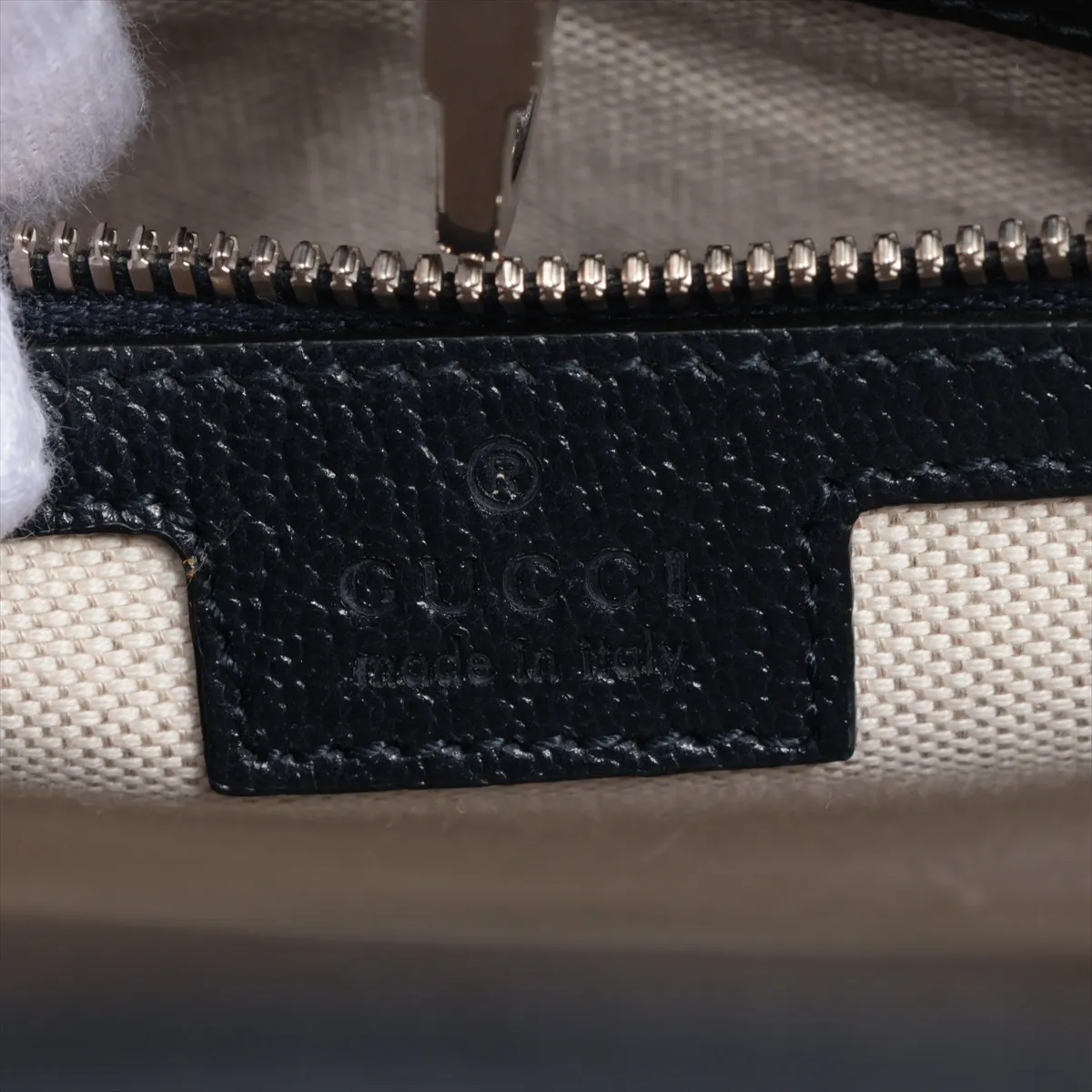 GG Supreme PVC x Leather 2WAY Handbag Beige x Black x Navy 659983 — view 10