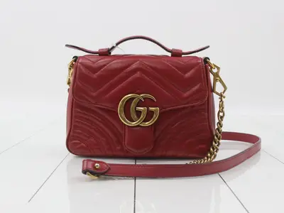GG Marmont Leather 2-Way Shoulder/Handbag, Red