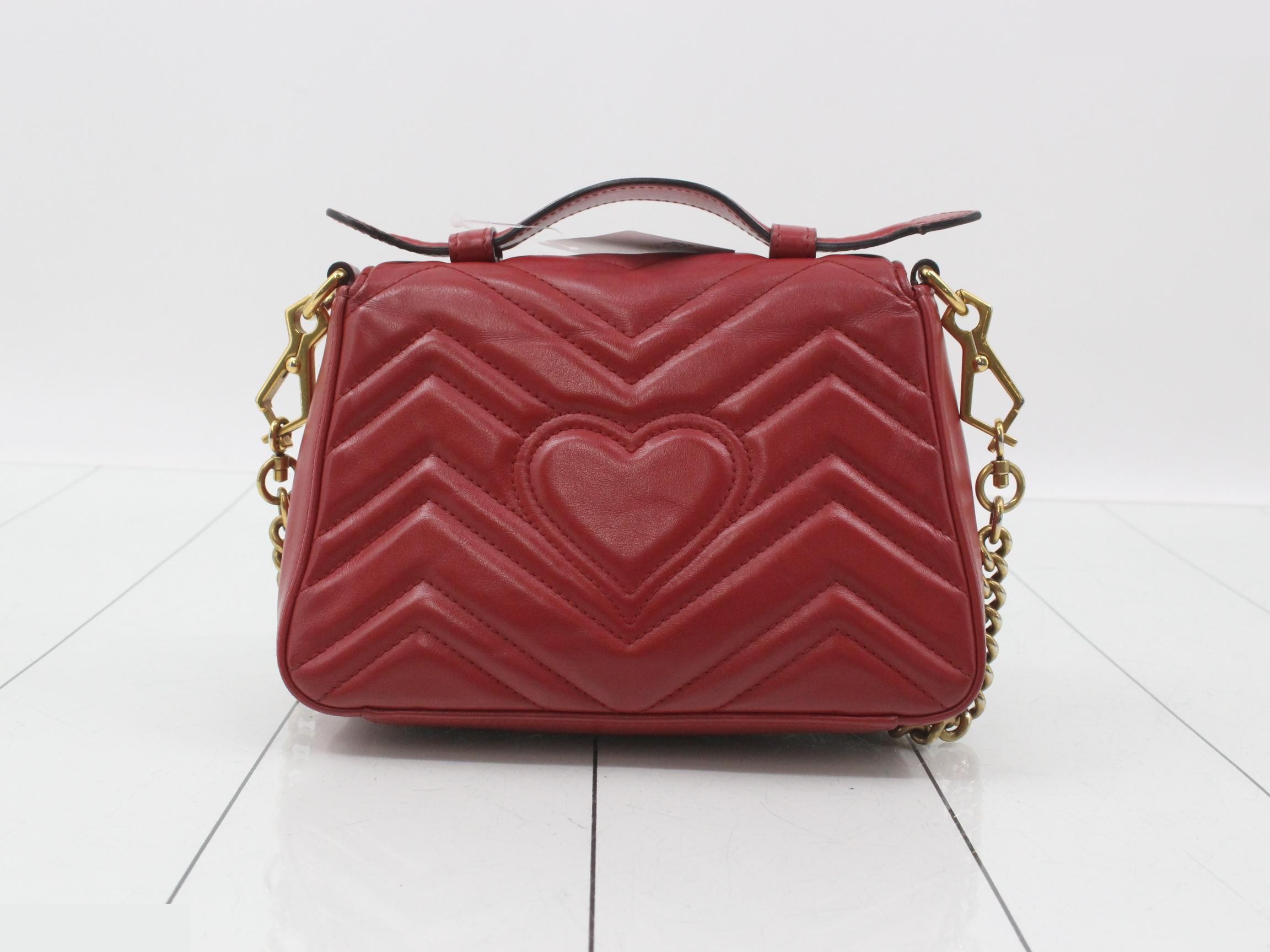 GG Marmont Leather 2-Way Shoulder/Handbag, Red — view 2