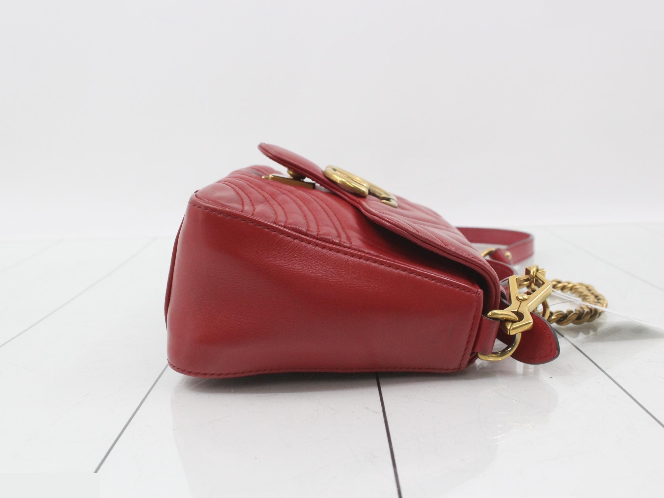 GG Marmont Leather 2-Way Shoulder/Handbag, Red — view 3
