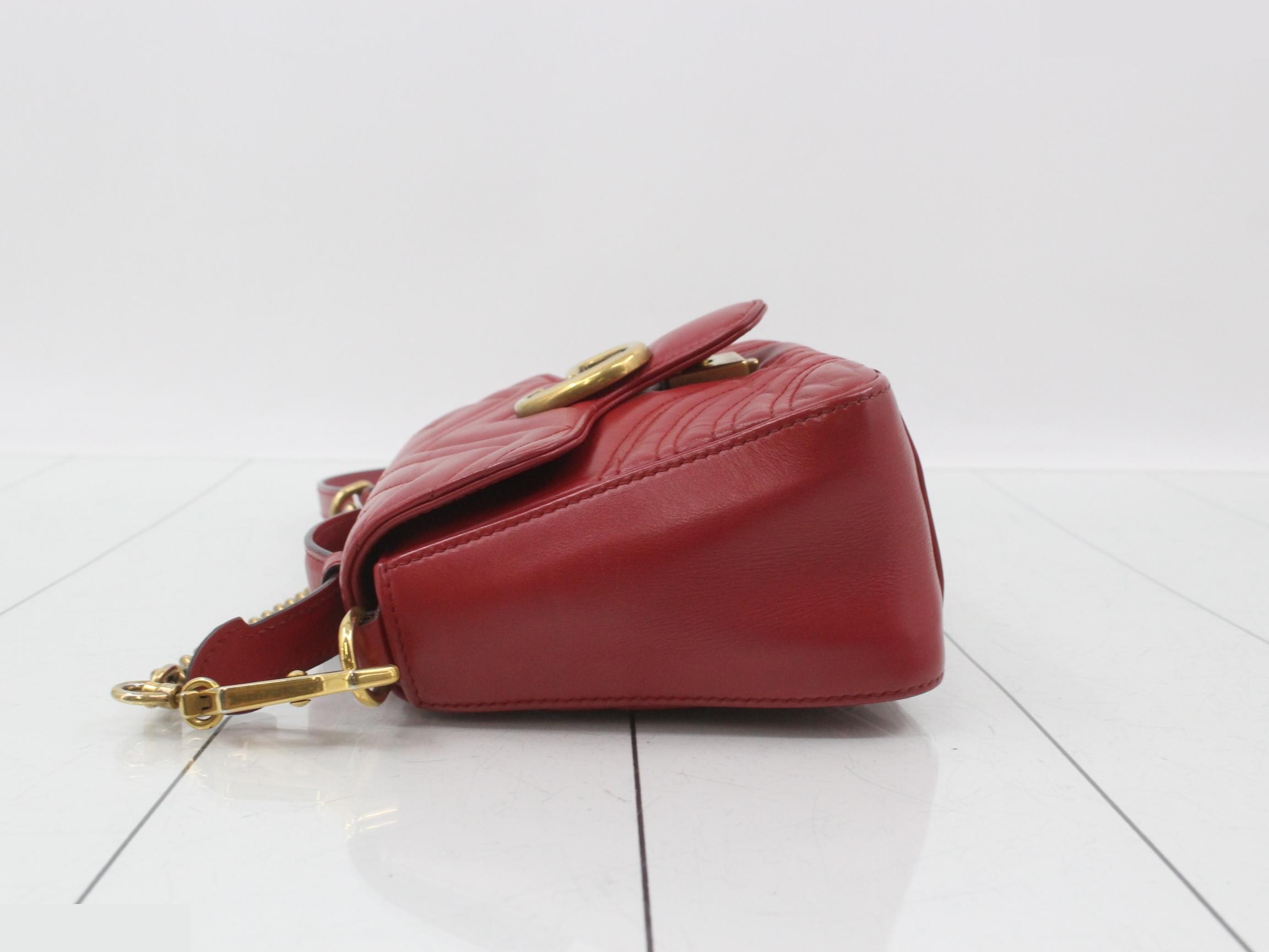 GG Marmont Leather 2-Way Shoulder/Handbag, Red — view 4