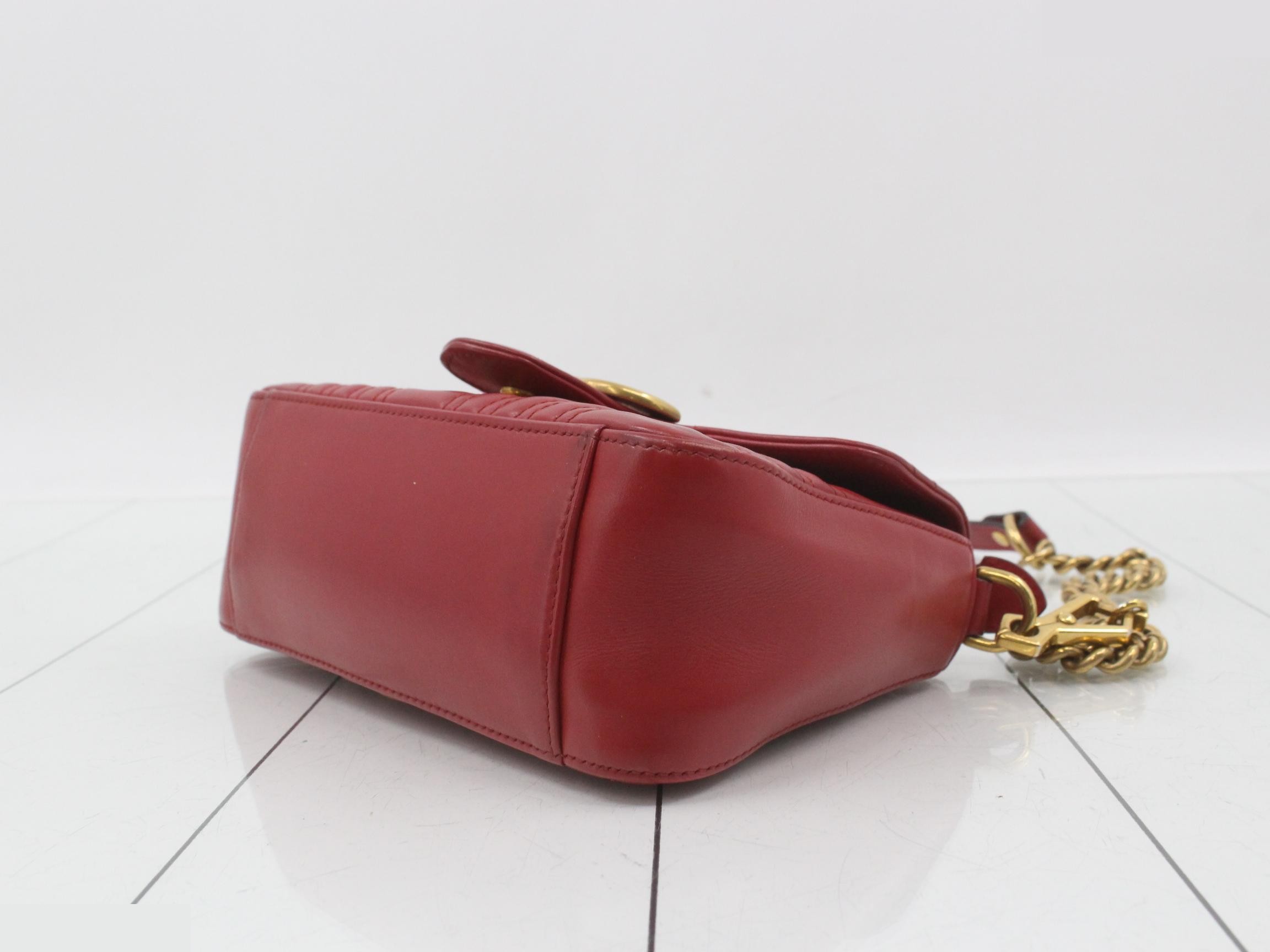GG Marmont Leather 2-Way Shoulder/Handbag, Red — view 6