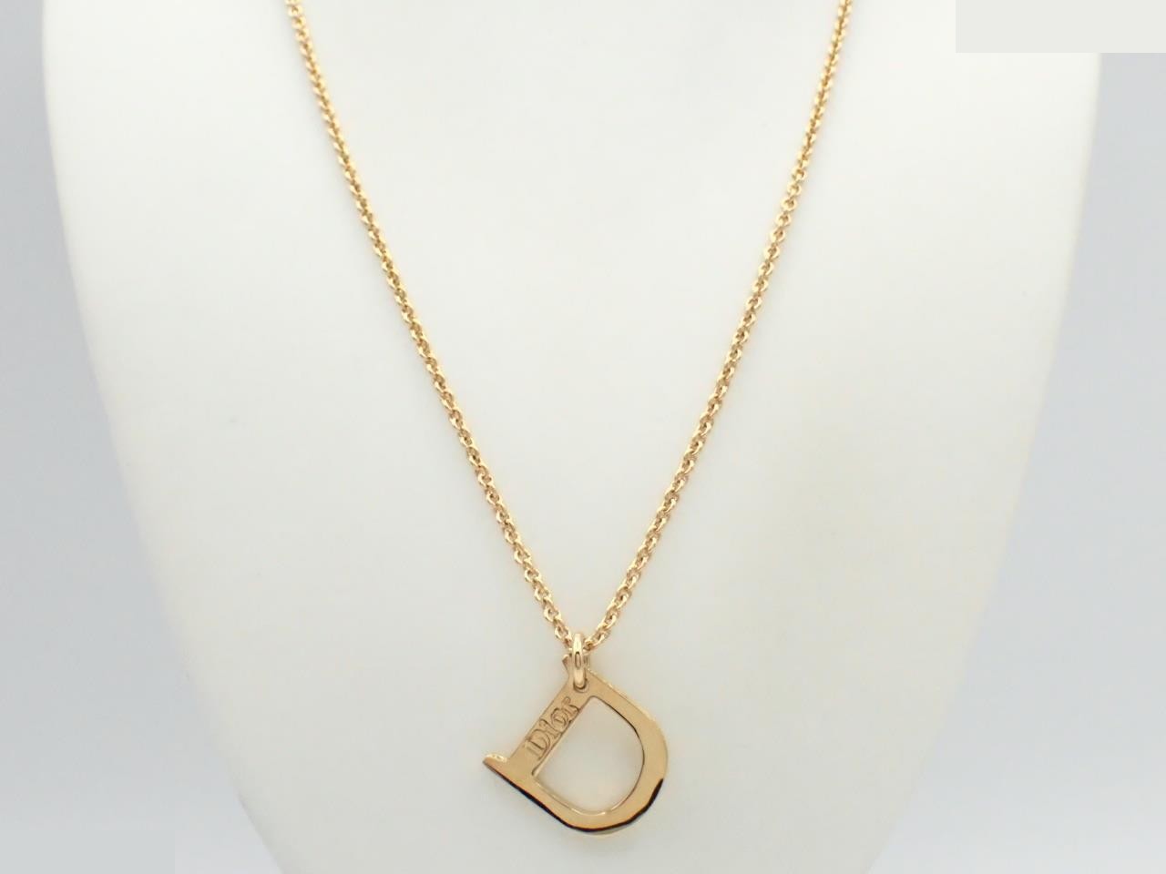 D logo gold necklace rhinestone chain approx. 54cm — view 3