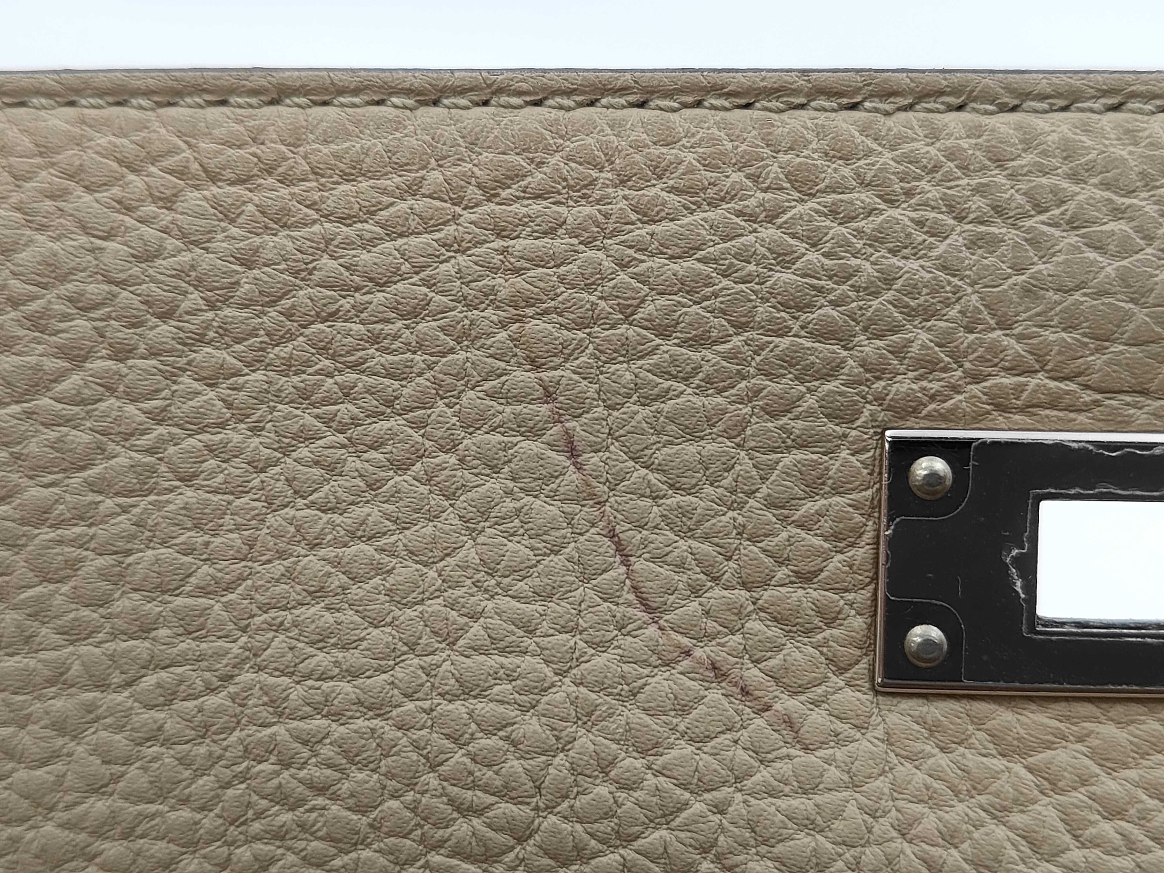 Kelly 28 Togo Leather Handbag with Silver Hardware — view 12