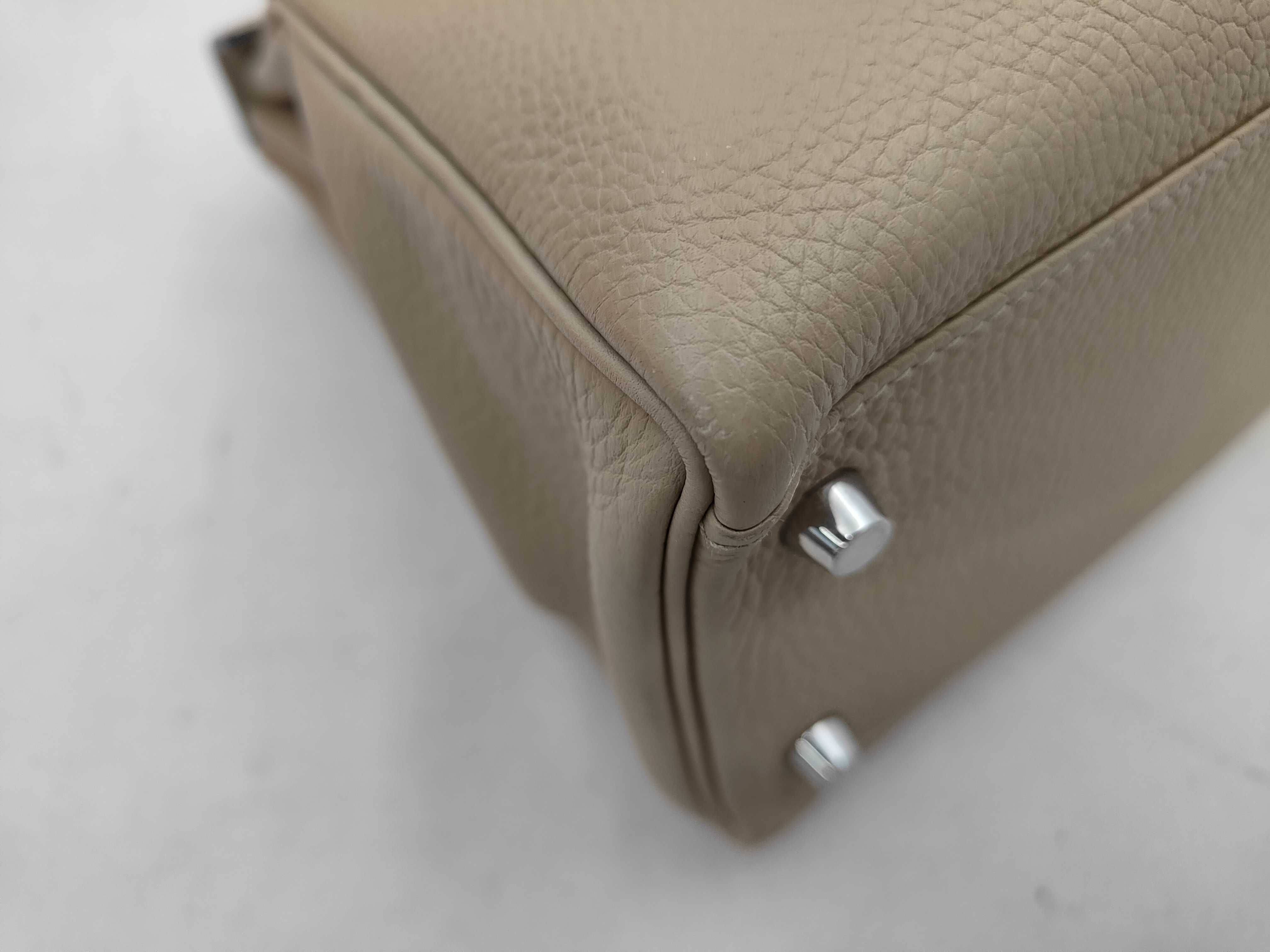 Kelly 28 Togo Leather Handbag with Silver Hardware — view 6
