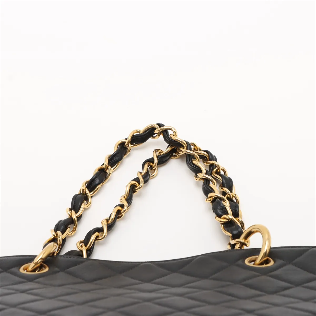 Matelassé Caviar Skin Chain Tote Bag, Coco Mark, Black, Gold Hardware, 4858409, Series 4 — view 6